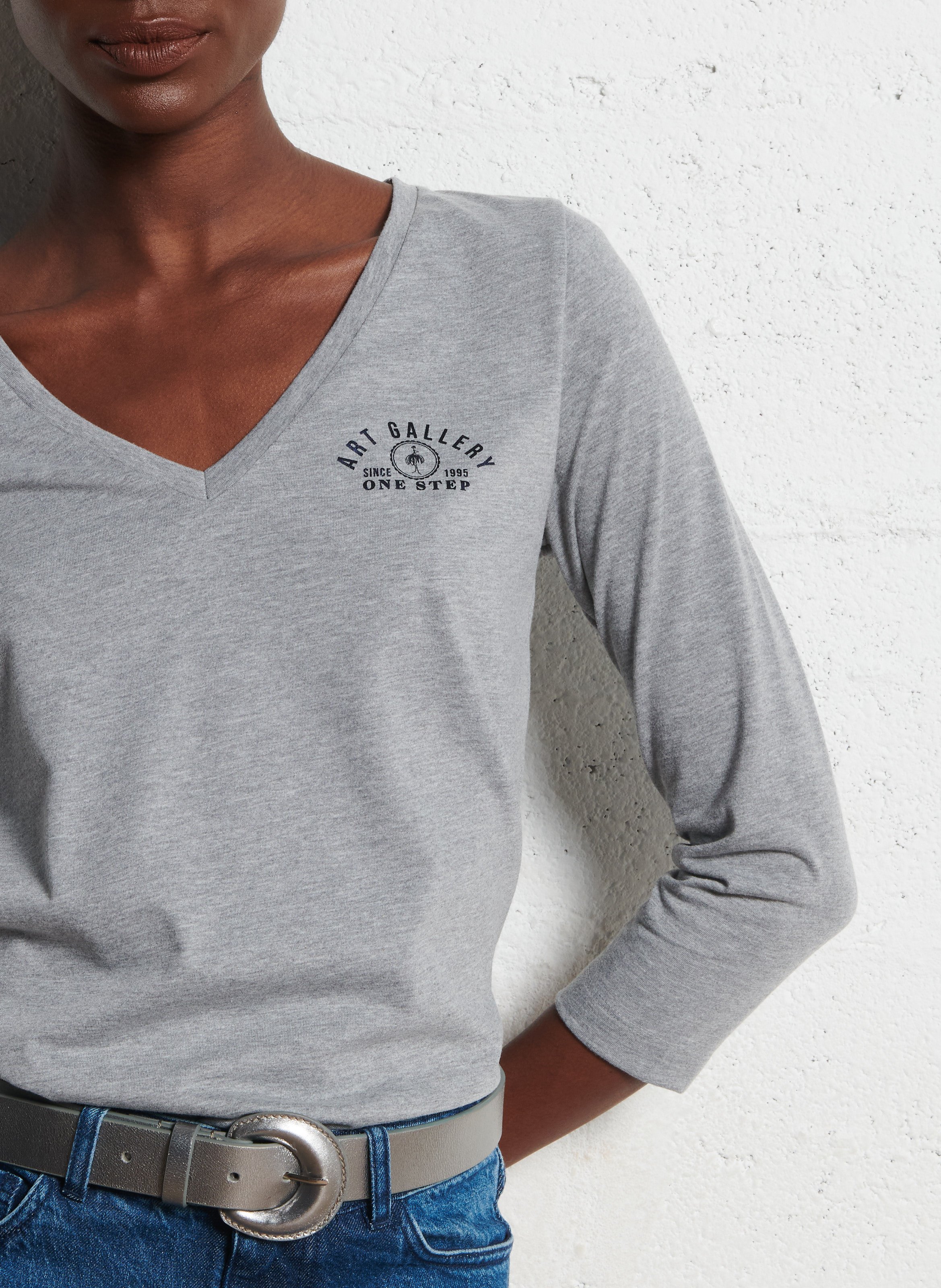 Gestreept T-shirt ONE STEP Grijs