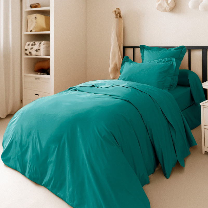 Combed cotton percale sheet set "Julian" 3 pieces for single bed pure cotton COTON PUR Brown