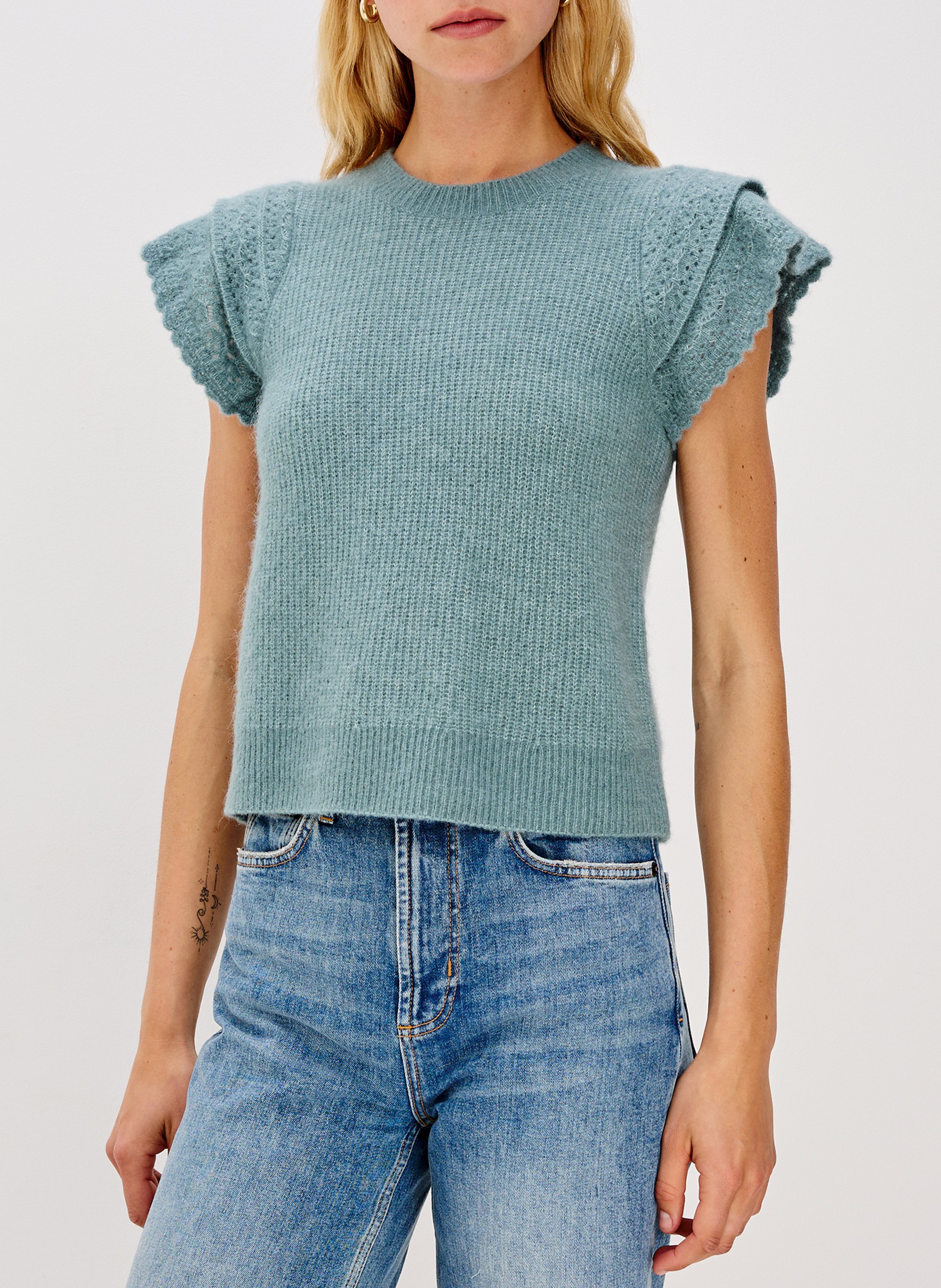 Pull sans manches uni à volants  RAILS Vert