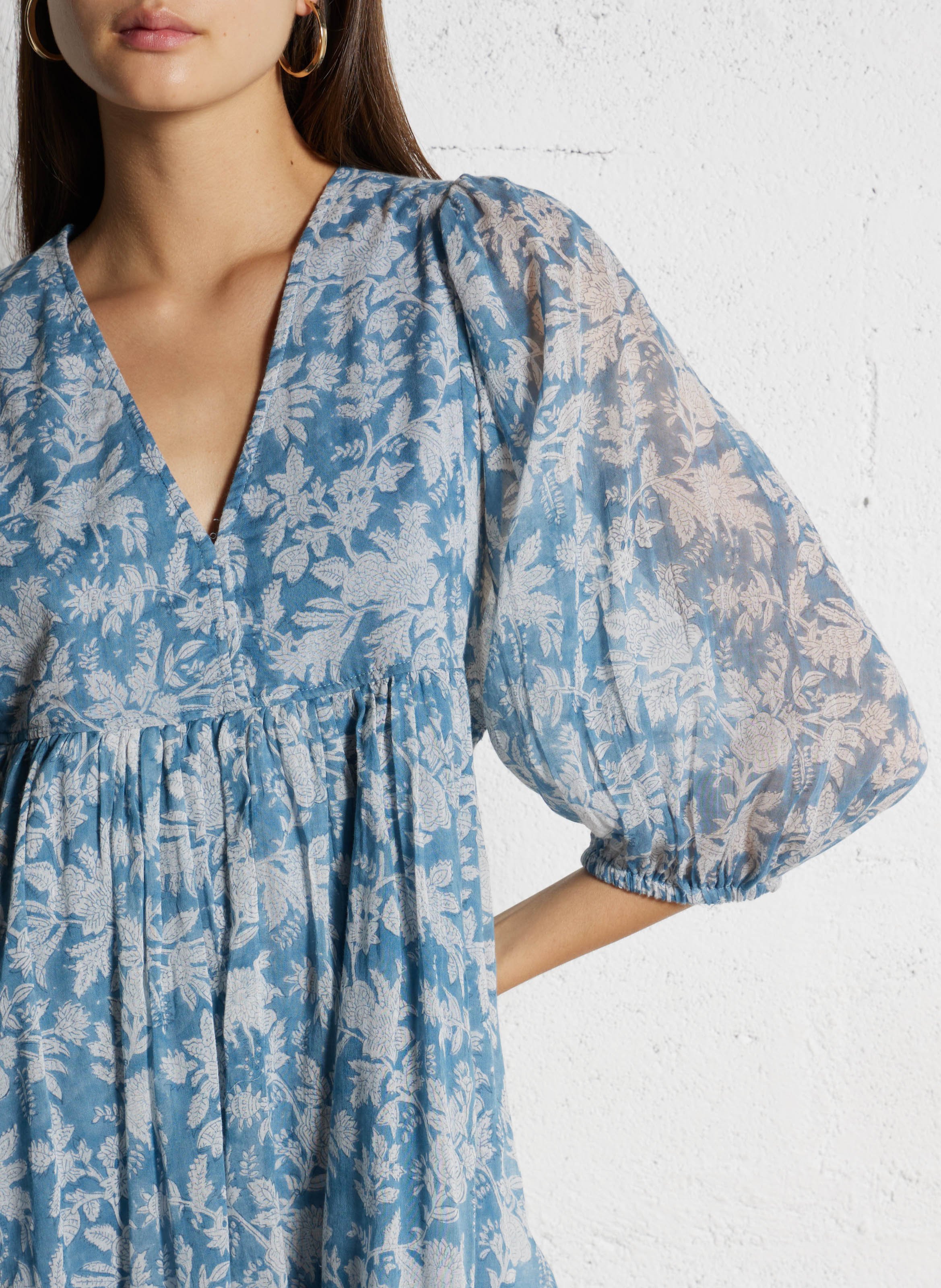 Short printed cotton dress MAISON 123 Blue