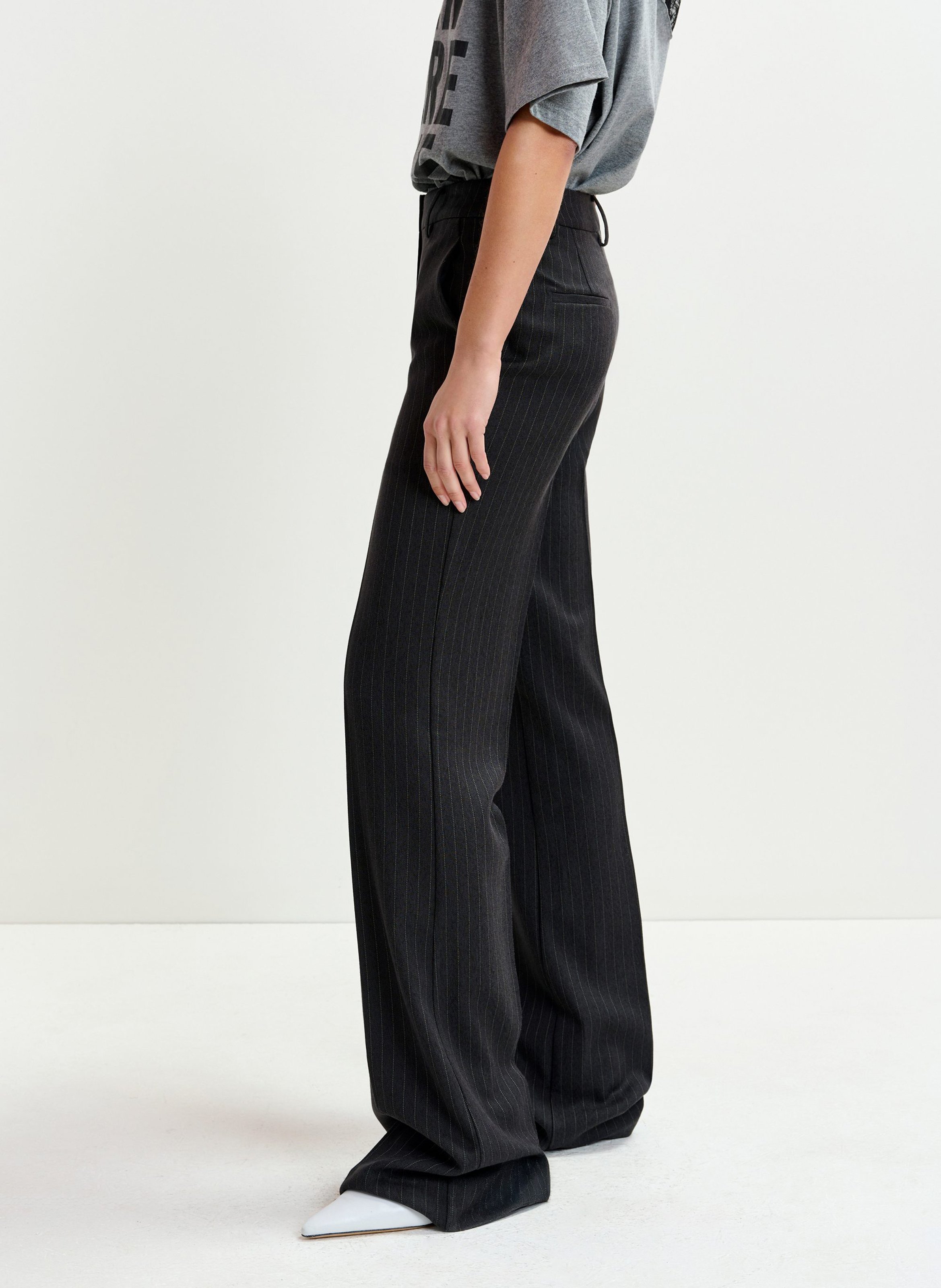 Pantalon taille haute flare rayé ESSENTIEL ANTWERP Bleu