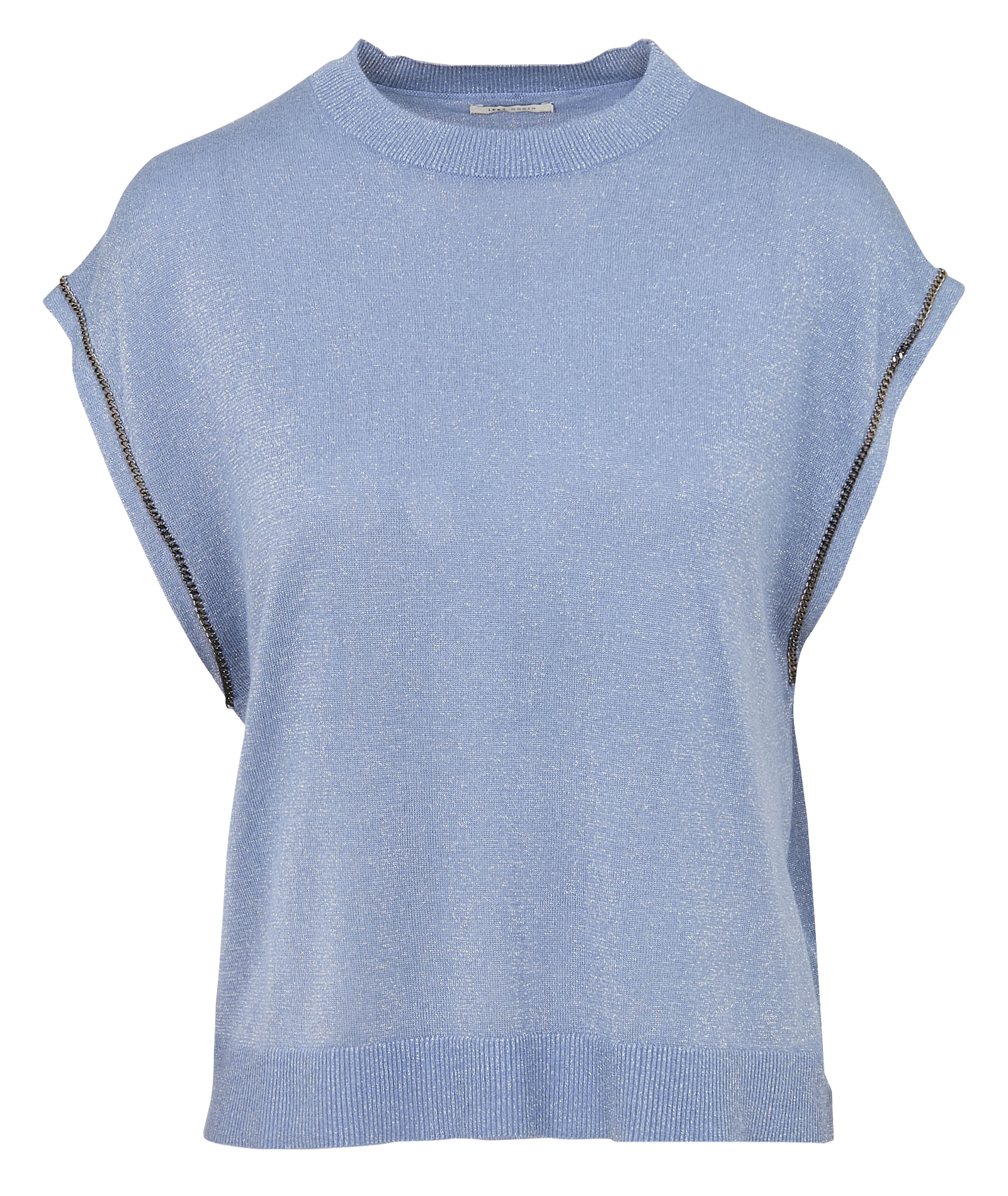 Sleeveless straight sequin top IKKS Blue