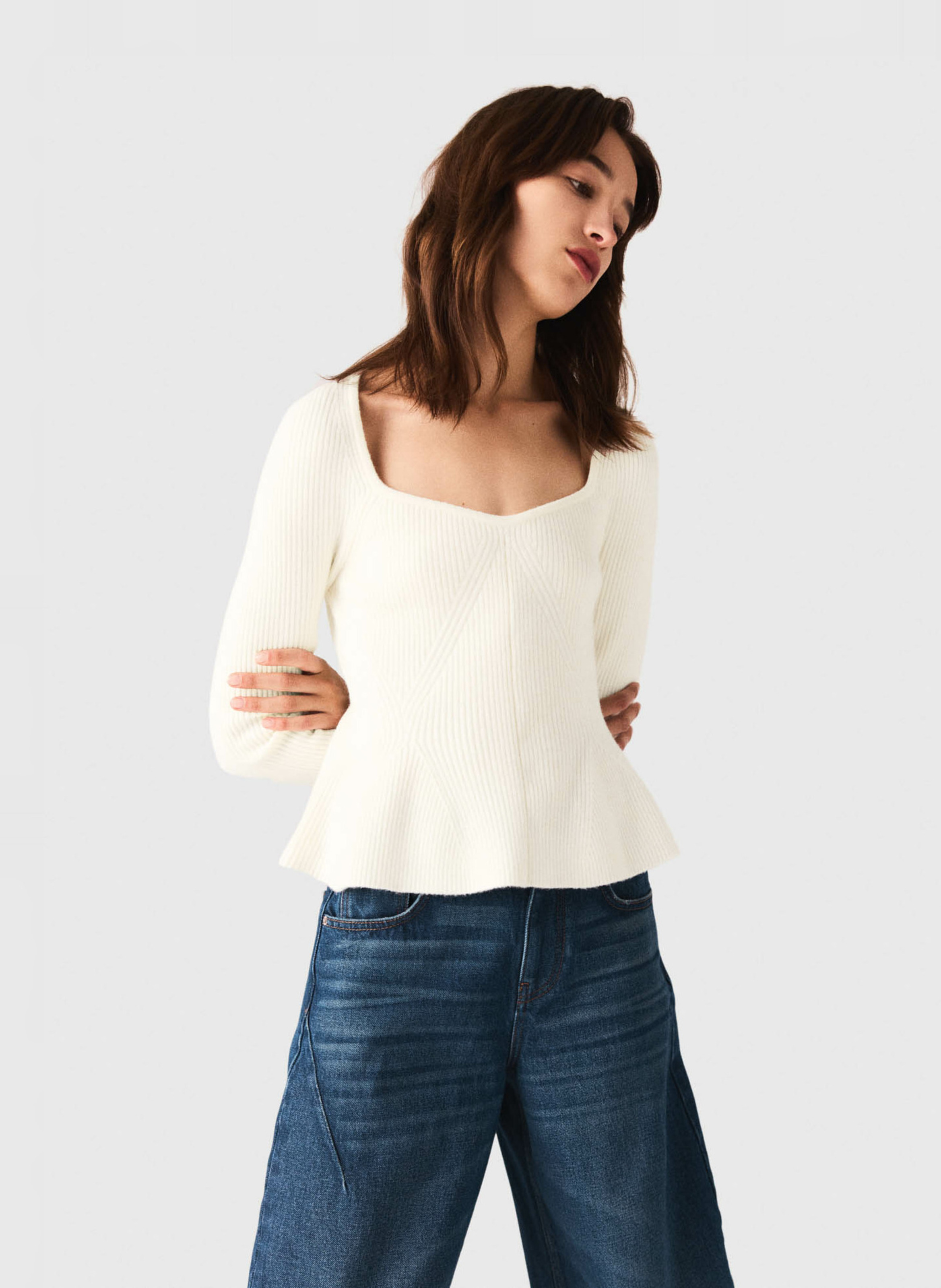 Pull col carré  MAJE Beige