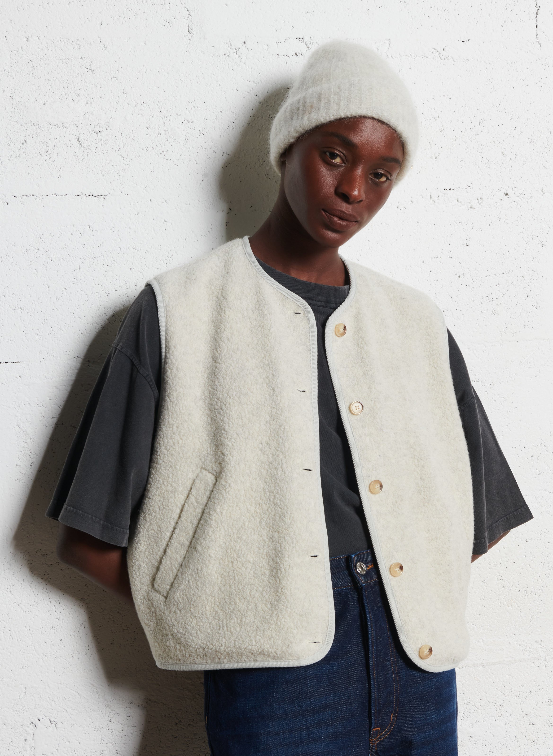 Oversized wool-blend jacket  DES PETITS HAUTS Grey