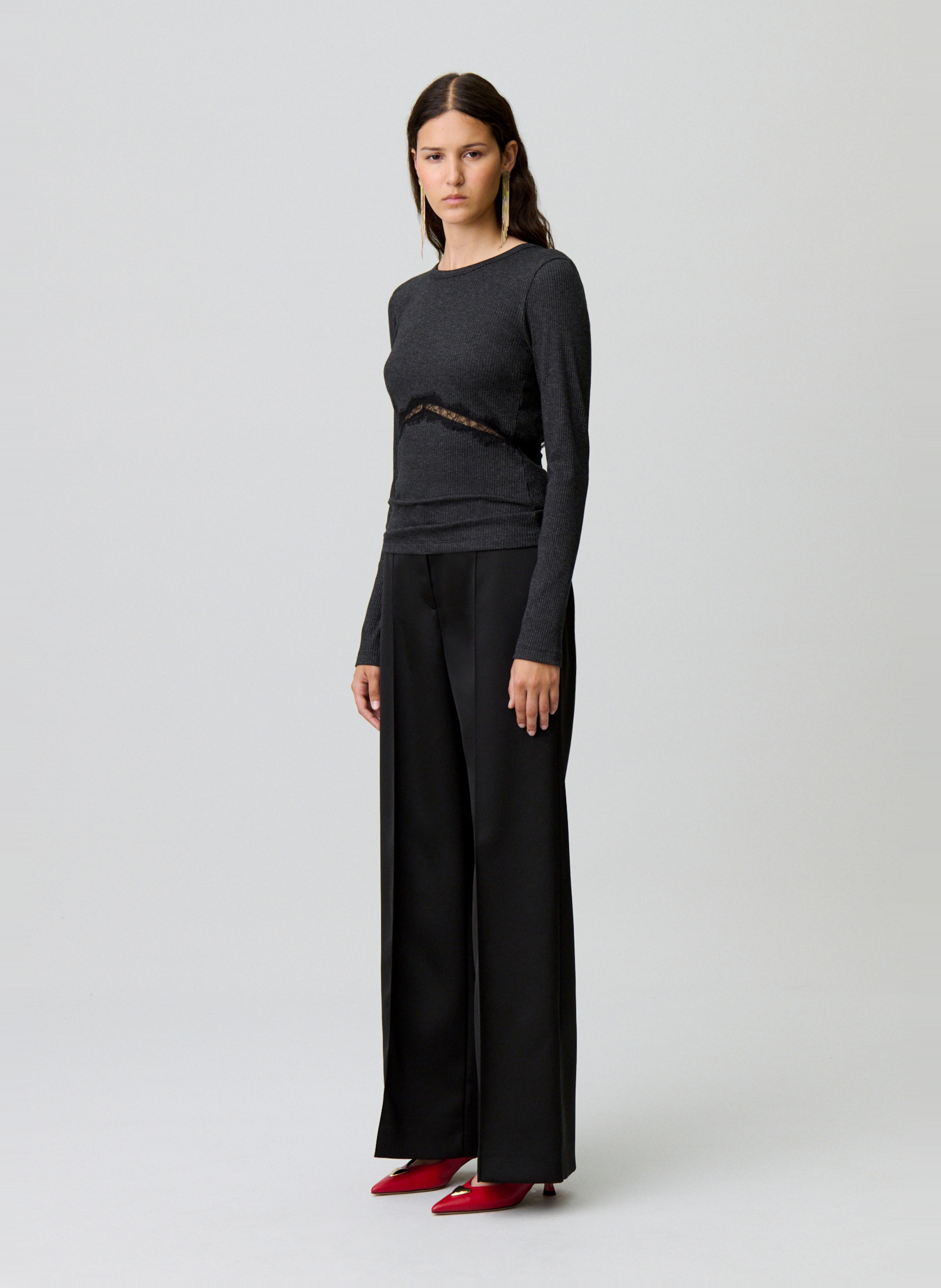 Long-sleeve top with lace details CLAUDIE PIERLOT Black