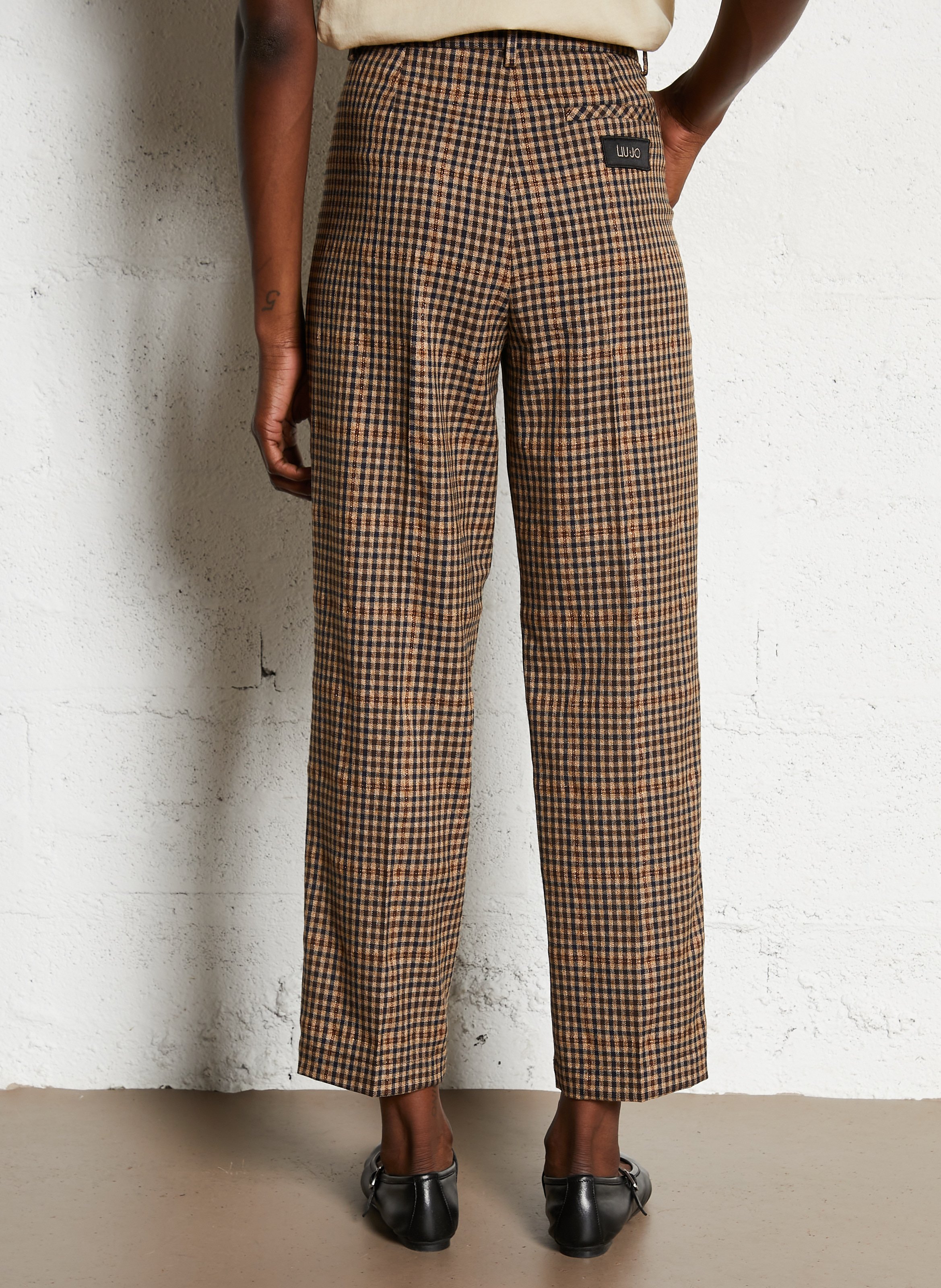 Karierte Bundfaltenhose LIU JO Braun