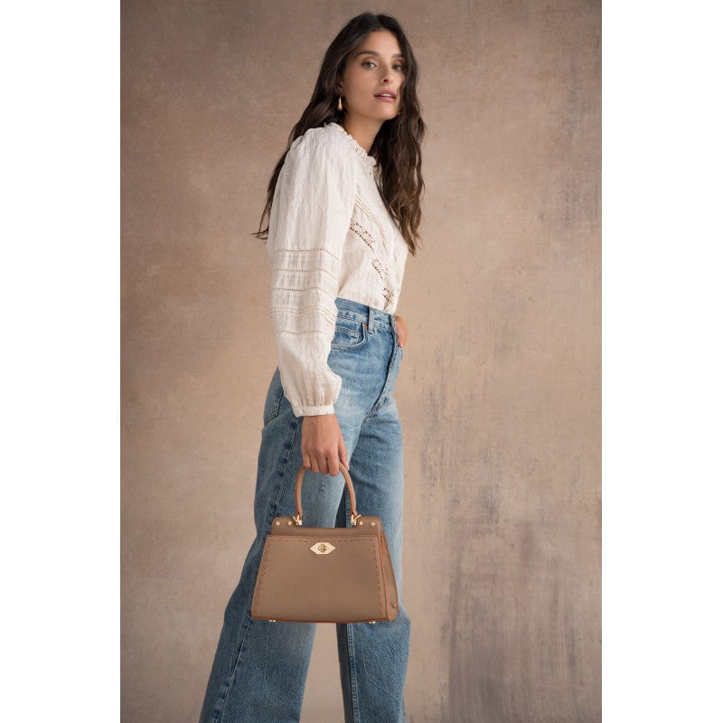 Handbag - cowhide leather POURCHET Brown