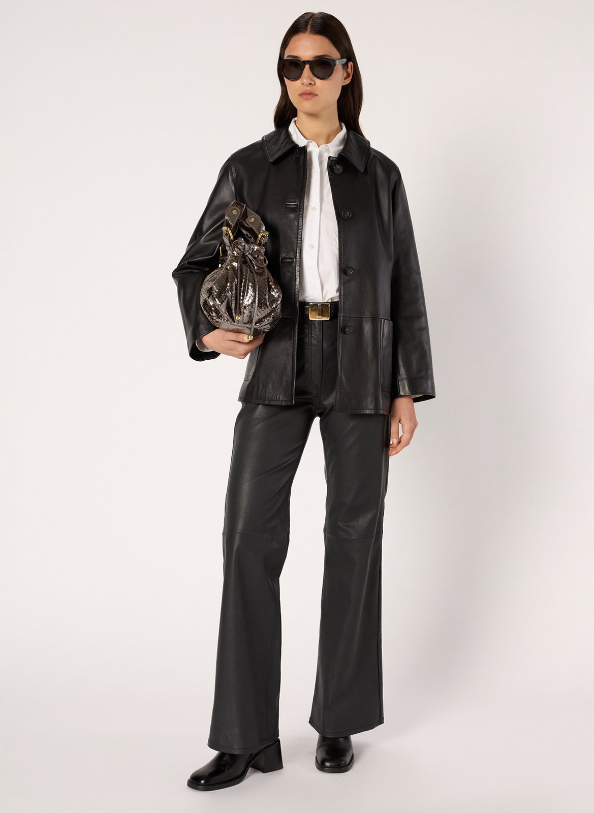 Buttoned leather jacket GERARD DAREL Black