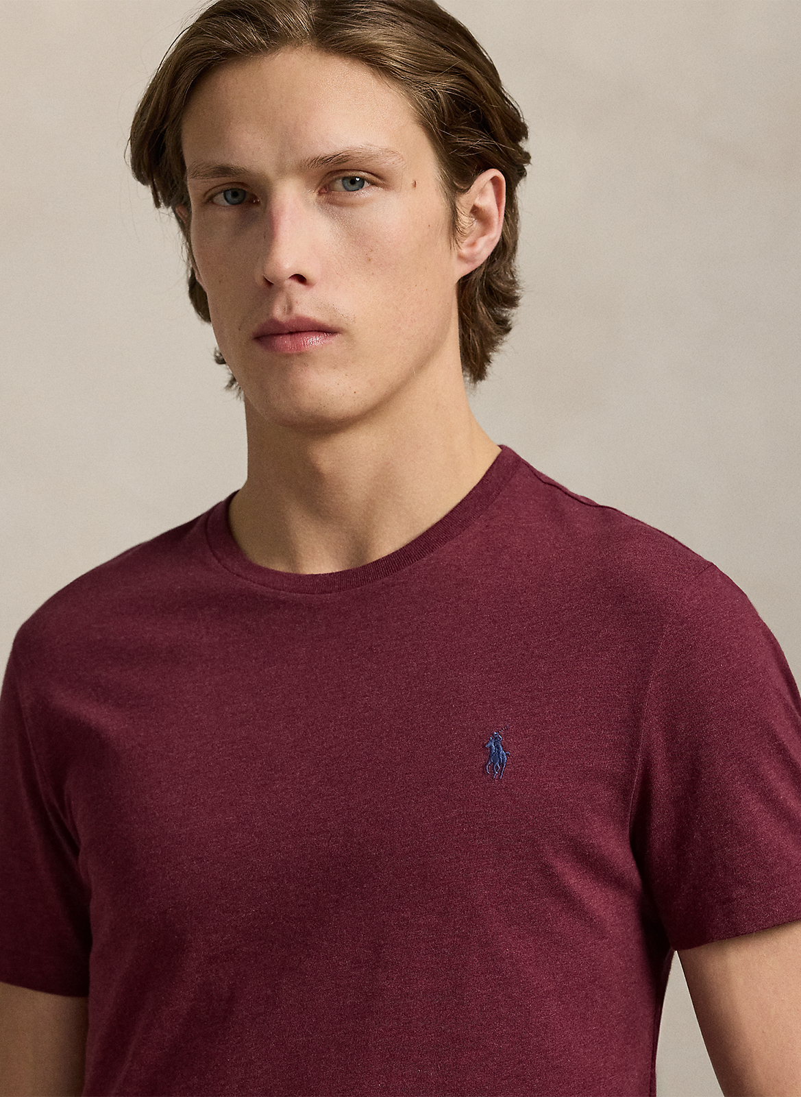 Tee-shirt col rond slim-fit en coton POLO RALPH LAUREN Rouge