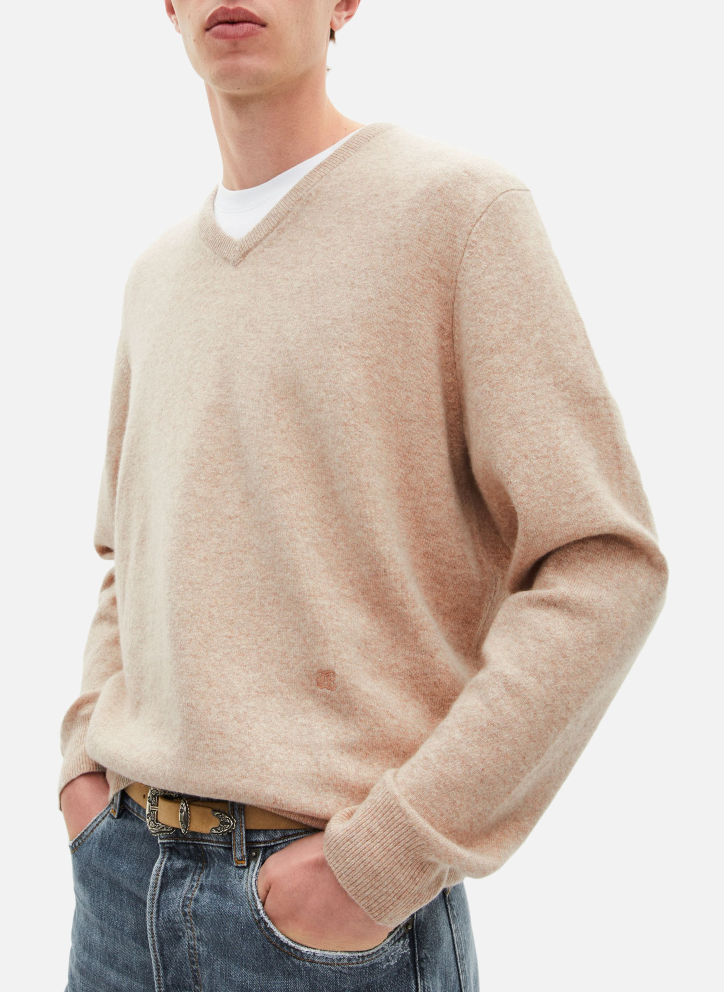 Pull col v en cachemire THE KOOPLES Beige