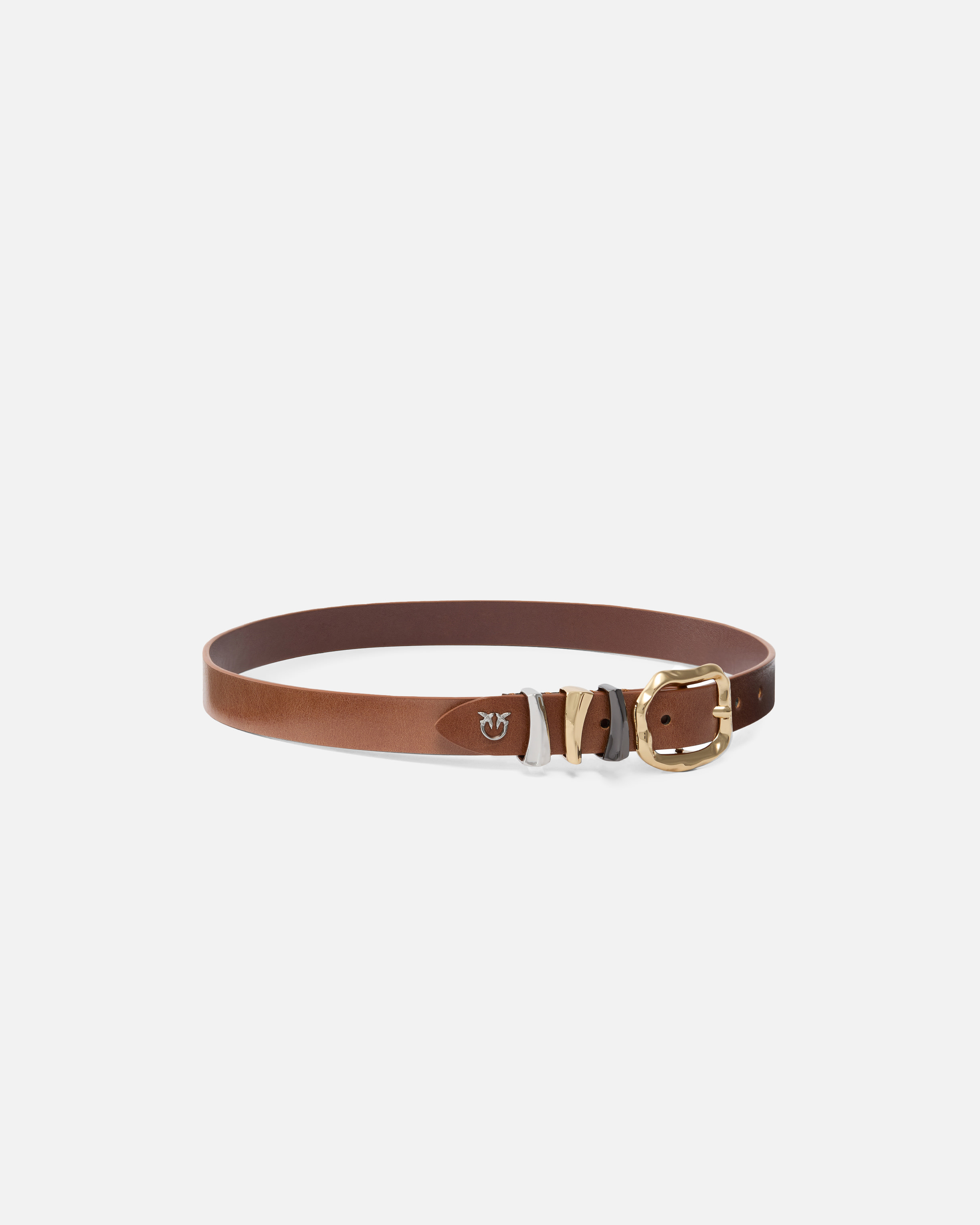 Belt with love birds logo 2 cm PINKO Brown