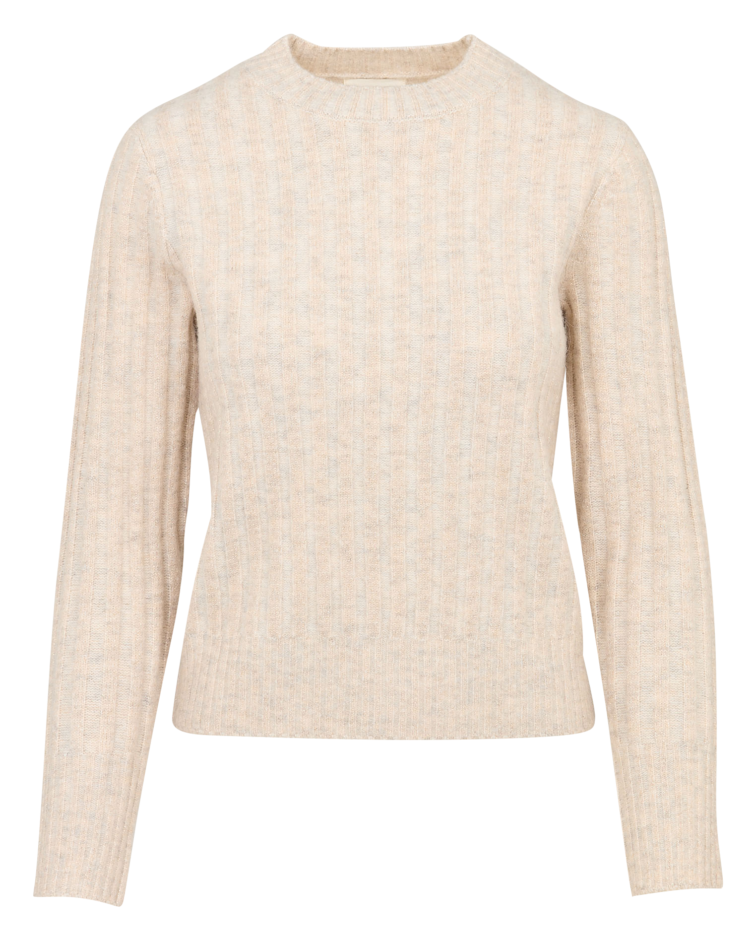 Pull droit col rond en maille métallisée BENICIO Beige