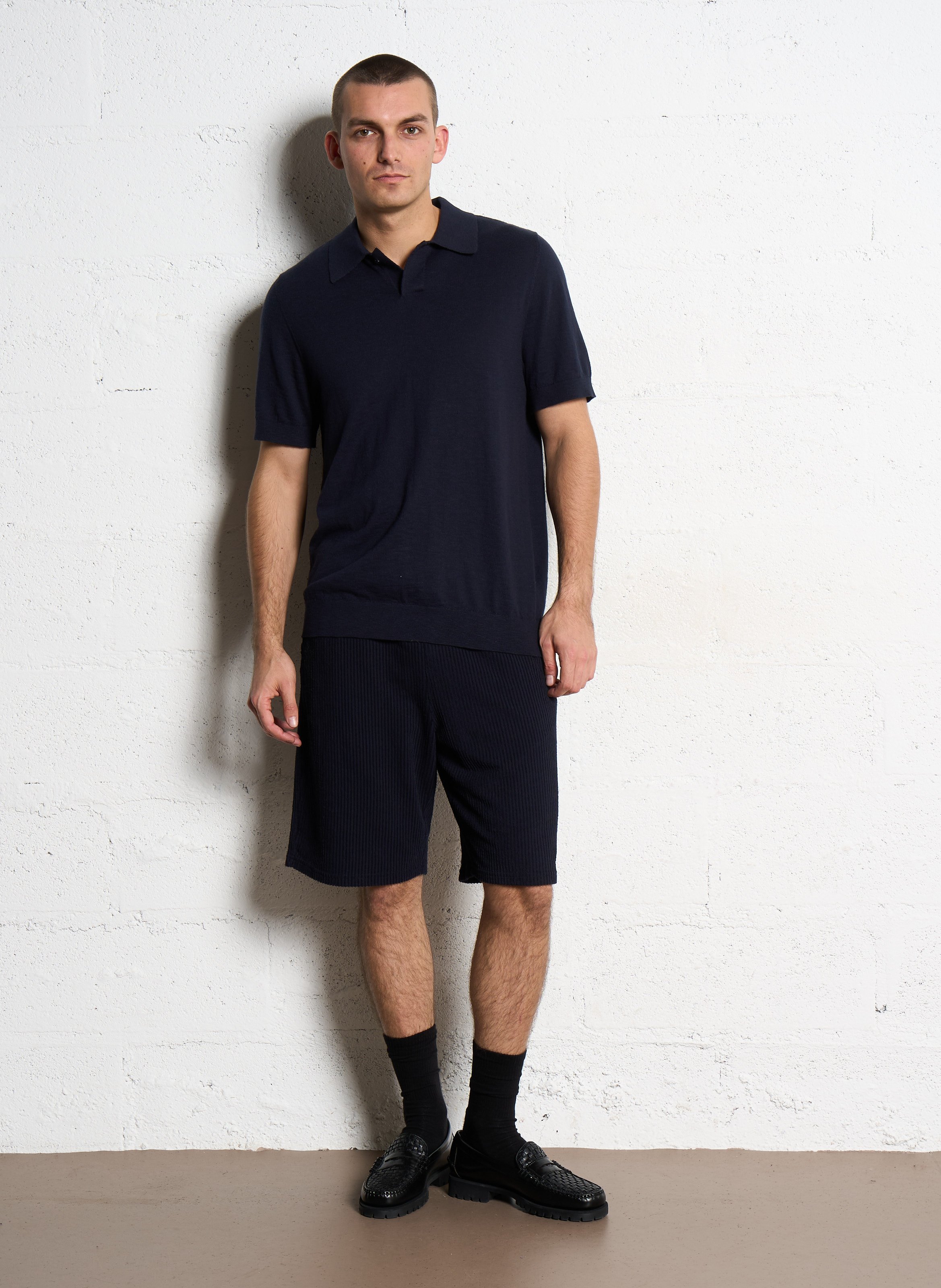 Straight cotton-blend polo shirt IKKS Blue