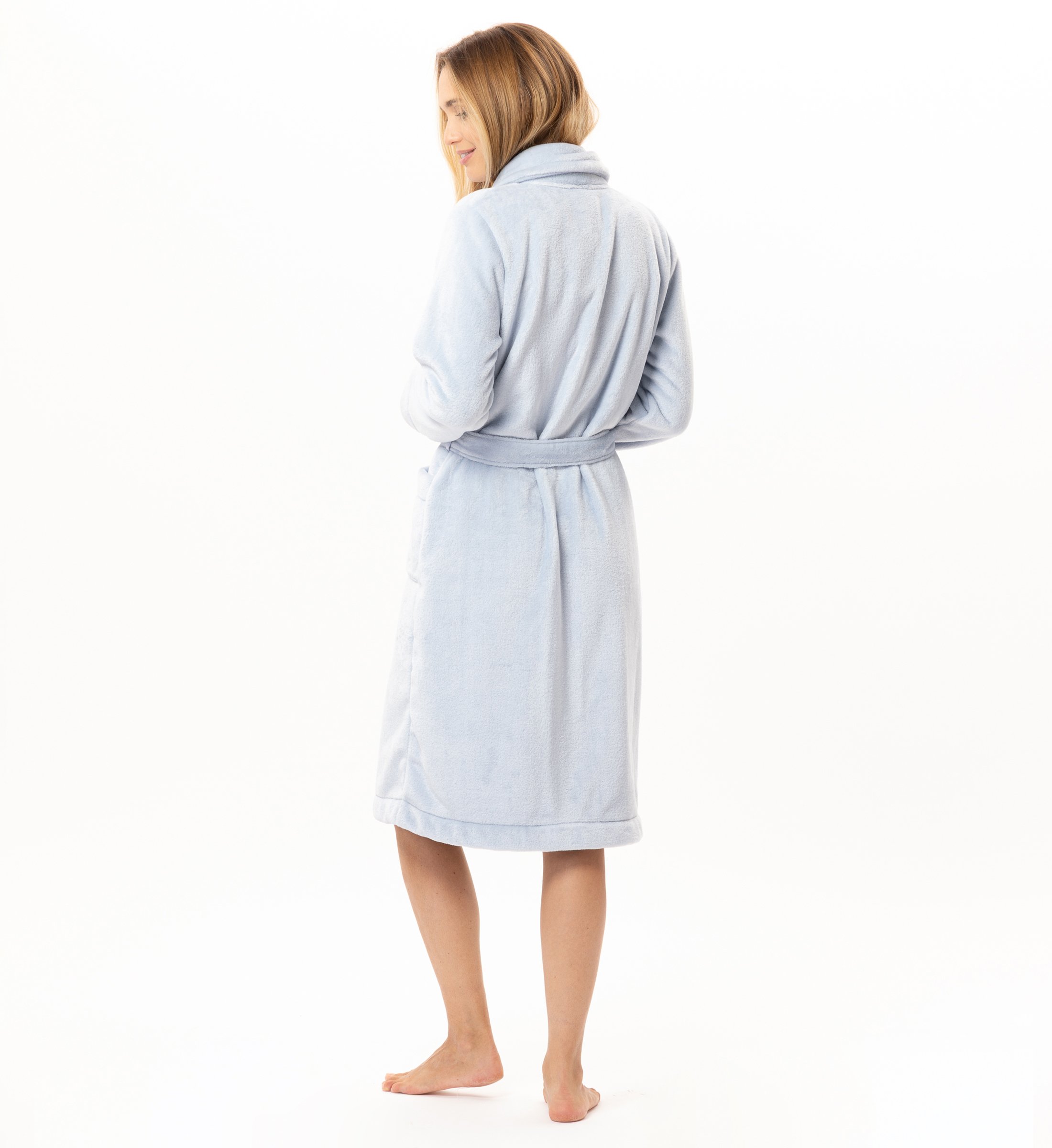 Buttoned plush flannel dressing gown LE CHAT Blue