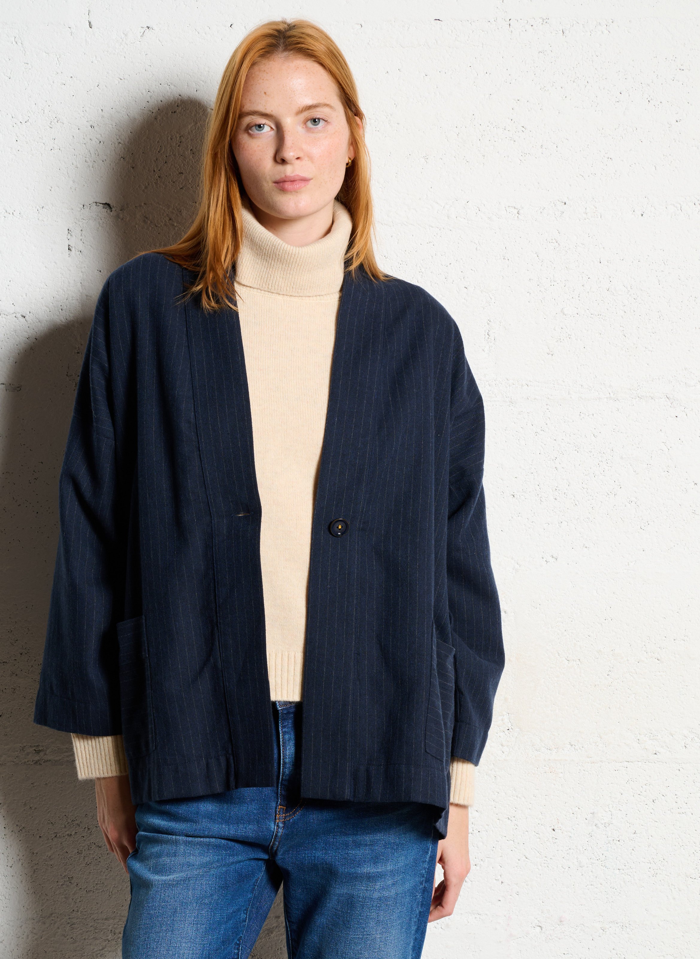 Veste oversize en coton mélangé TINSELS Bleu