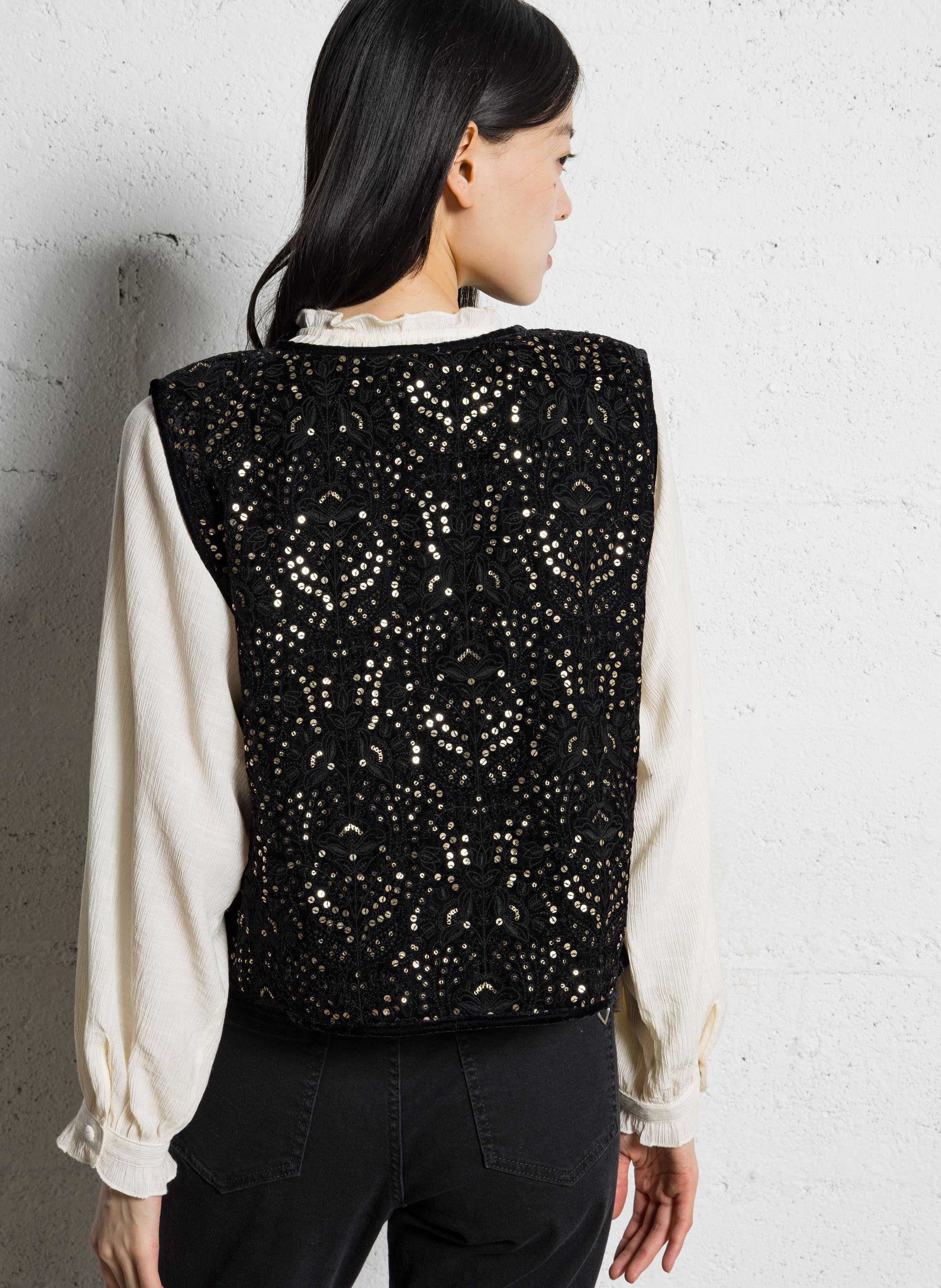 Gilet sans manches à sequins SUD EXPRESS Noir