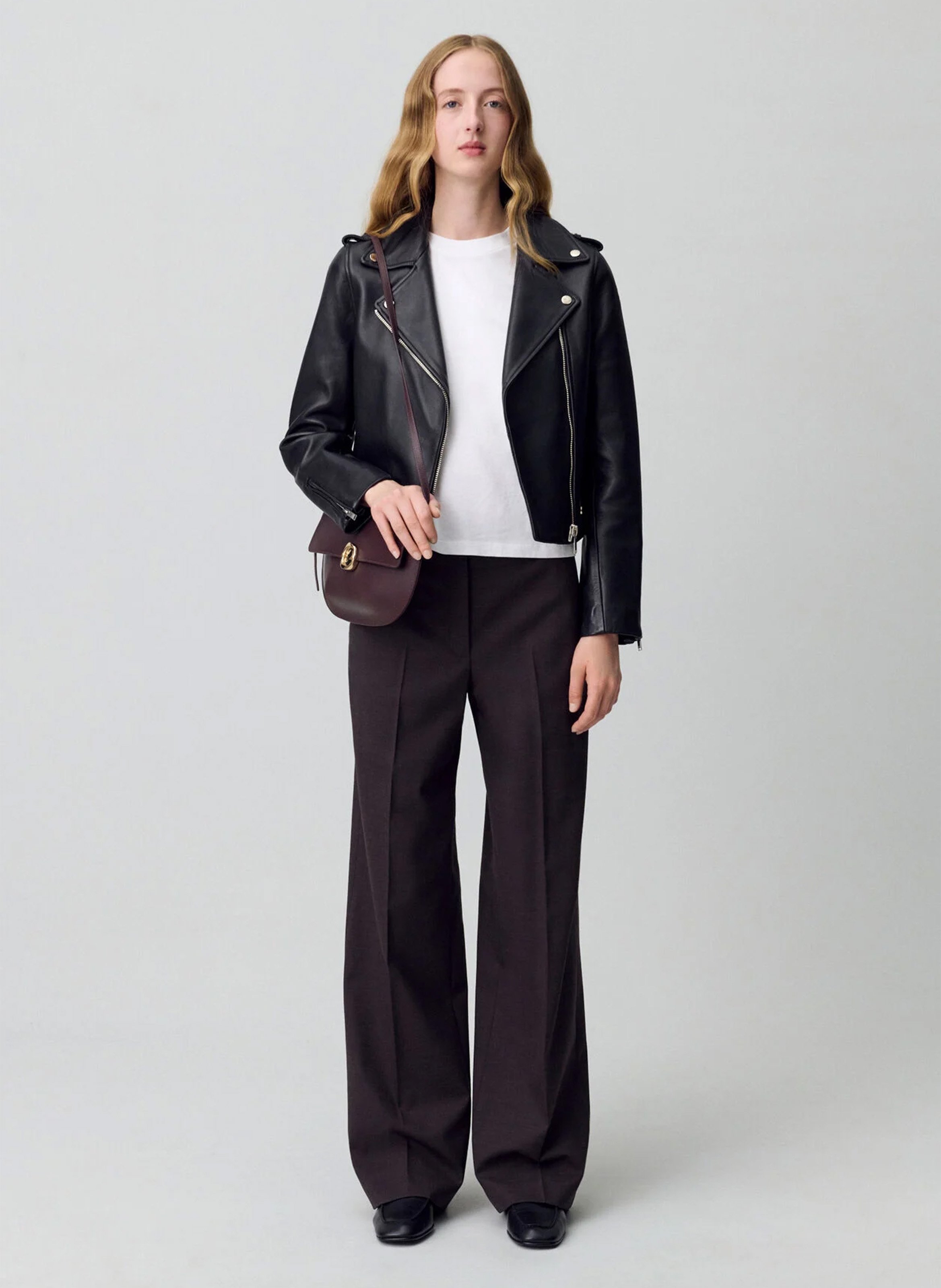 Blouson court en cuir  CLAUDIE PIERLOT Noir
