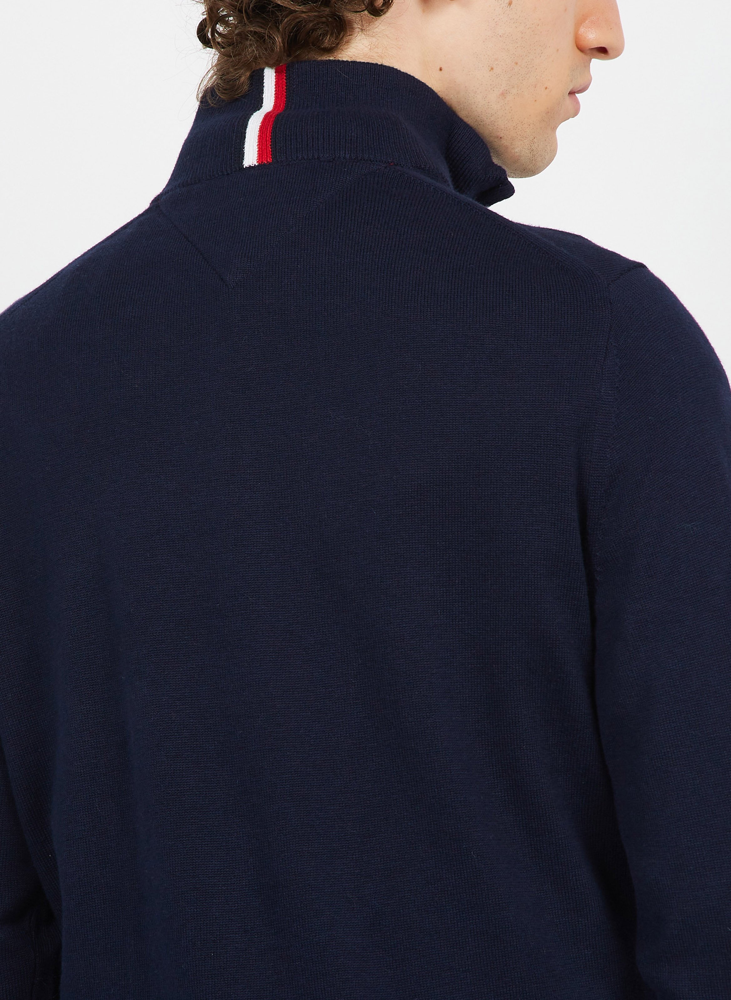 Pull col montant regular-fit en coton bio et cachemire  TOMMY HILFIGER Bleu
