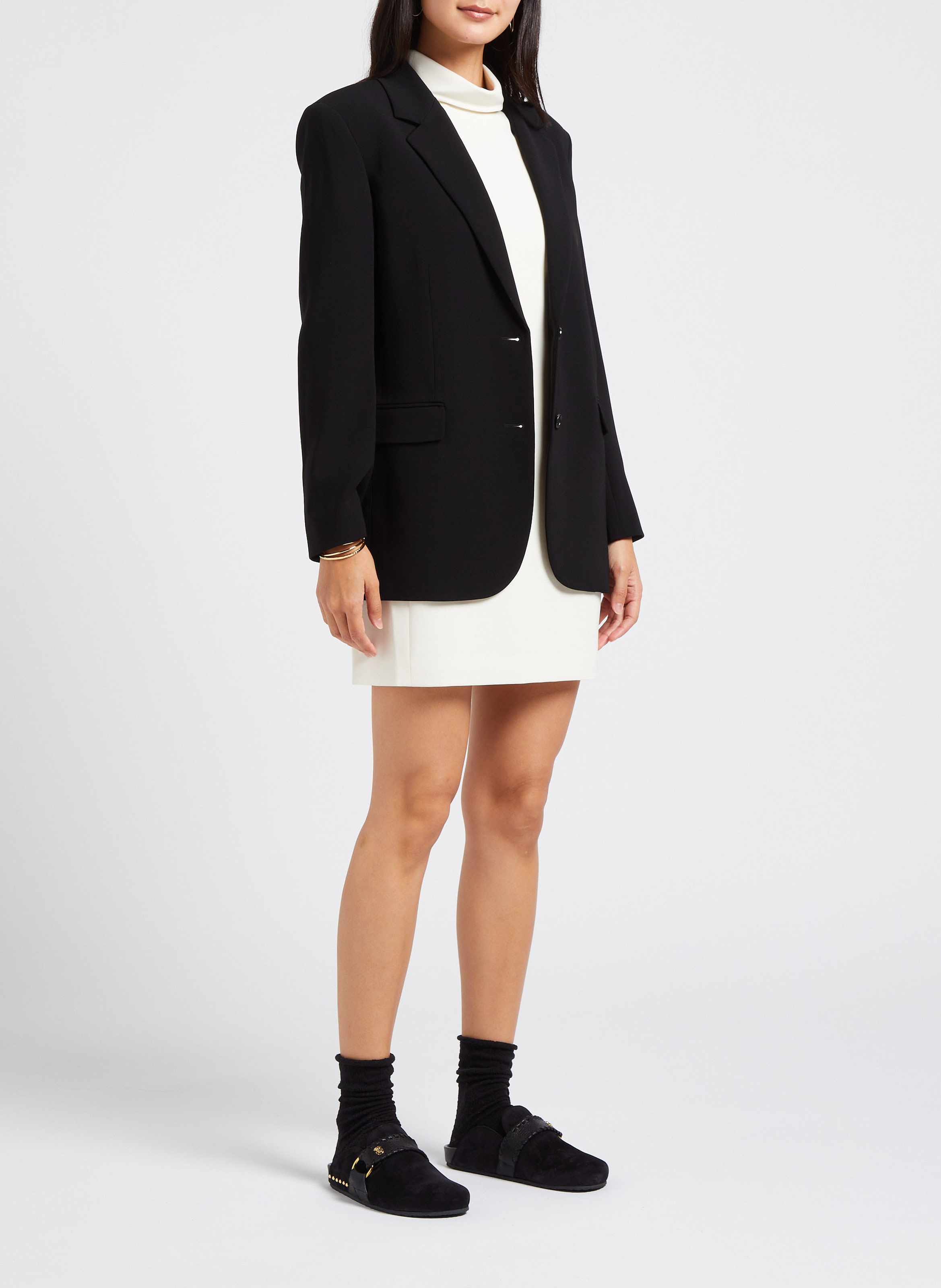 Short straight high-neck dress THEORY Beige