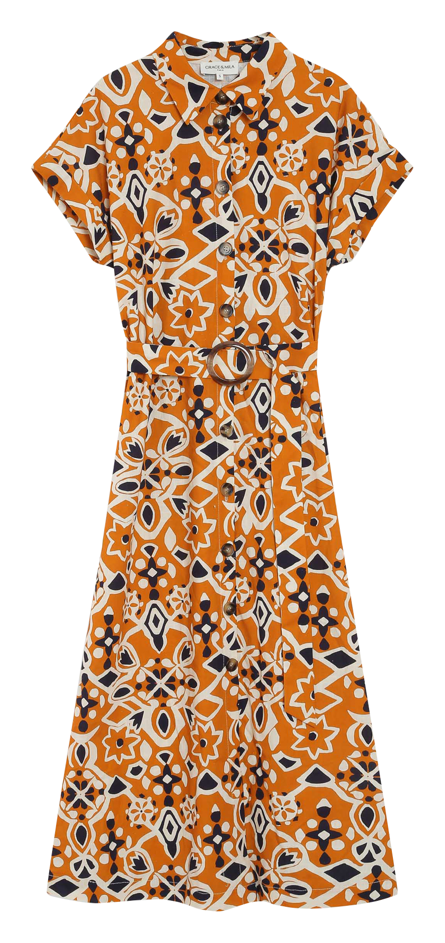 Robe chemise évasée à imprimé GRACE ET MILA Orange