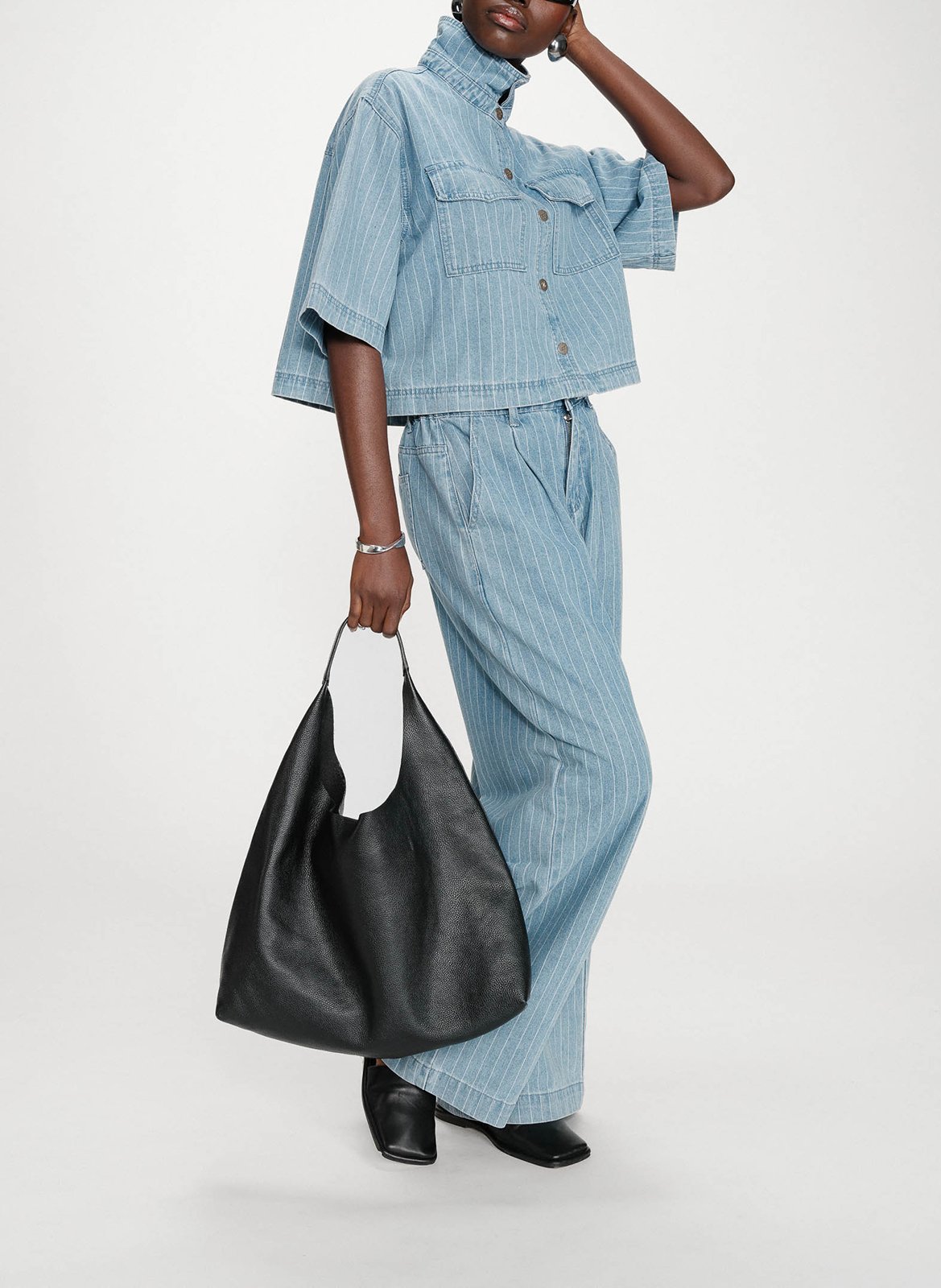 Chemise ample en denim rayé GRACE ET MILA Bleu