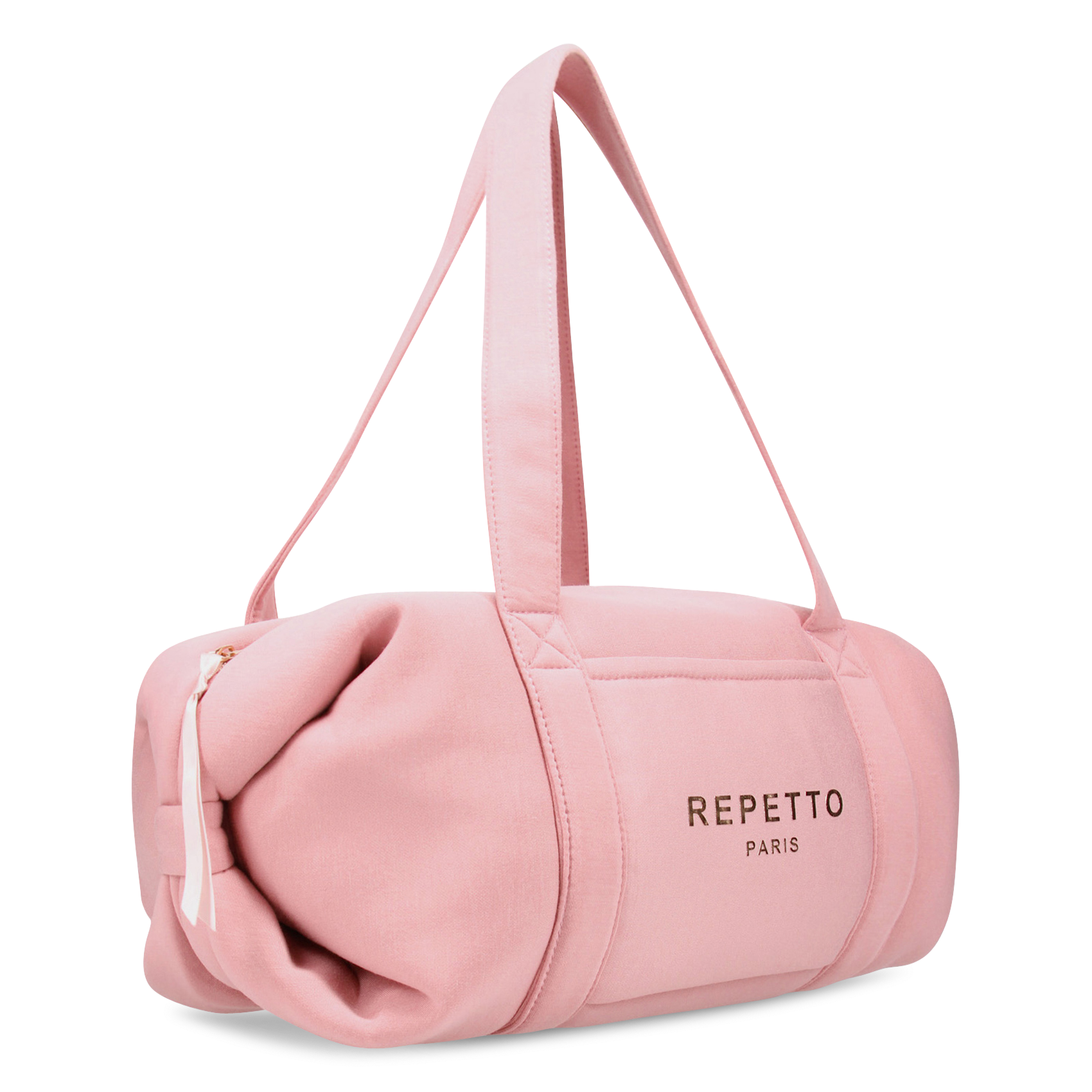 Kleiner einfarbiger Logo-Dufflebag. REPETTO Rosa
