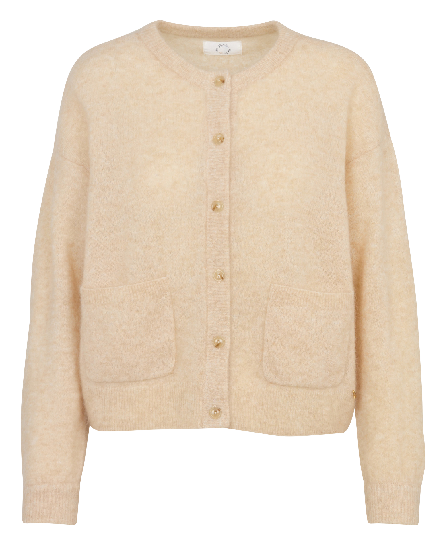 Ruim gebreid vest met ronde hals van gemengde mohair DES PETITS HAUTS