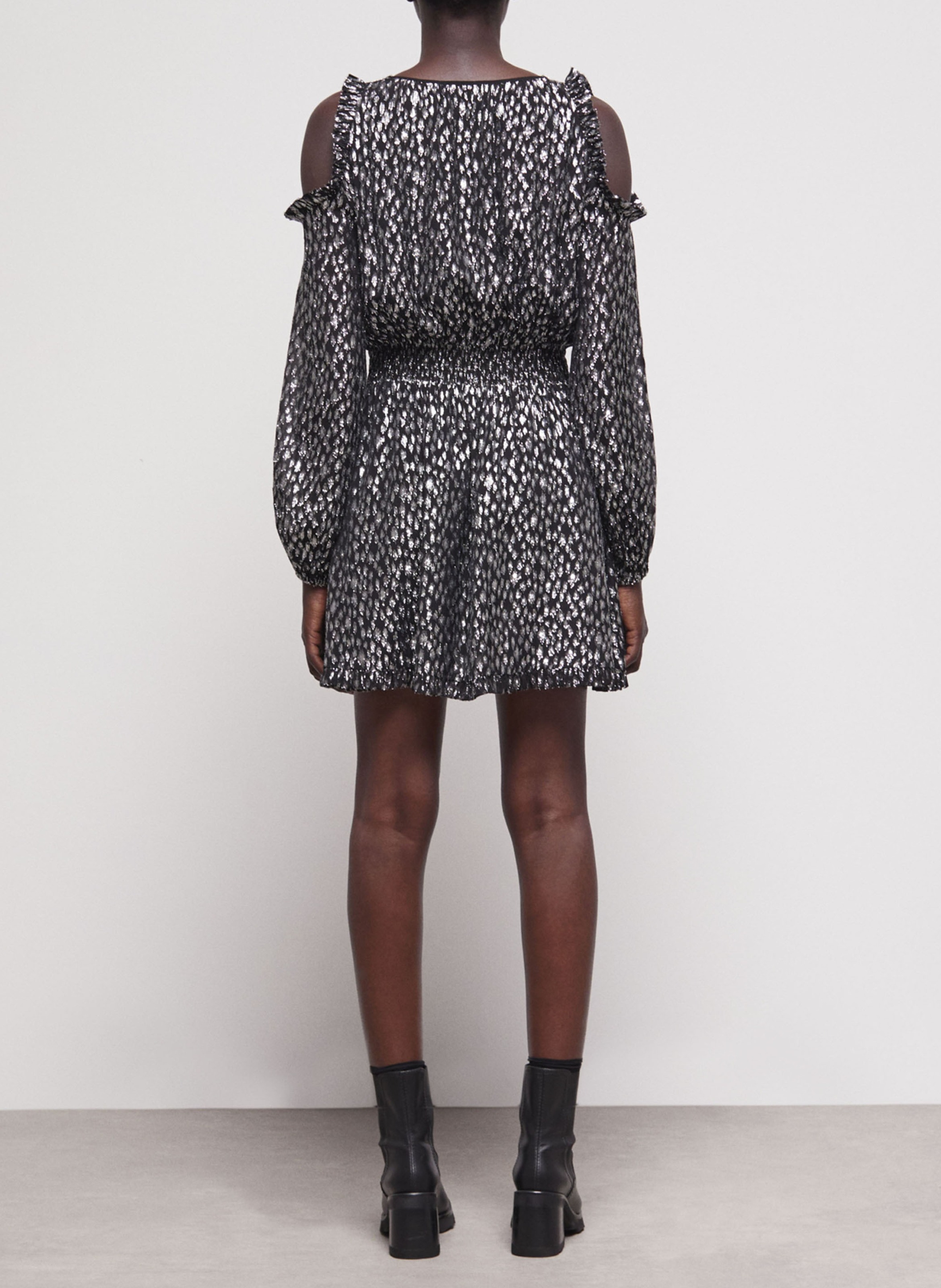 Robe courte en viscose métallisée THE KOOPLES Gris