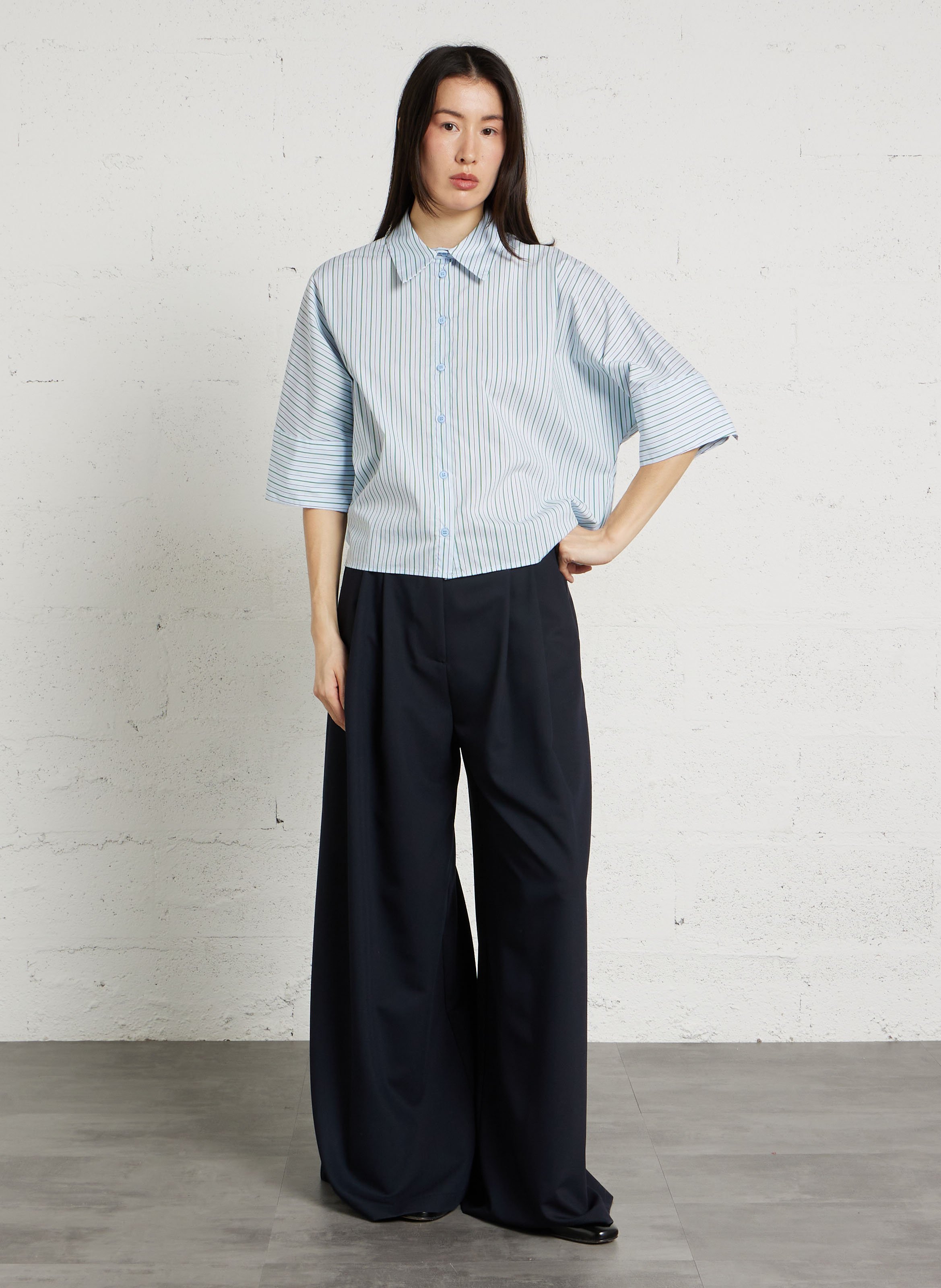 Chemise col classique en coton mélangé PLEASE Bleu