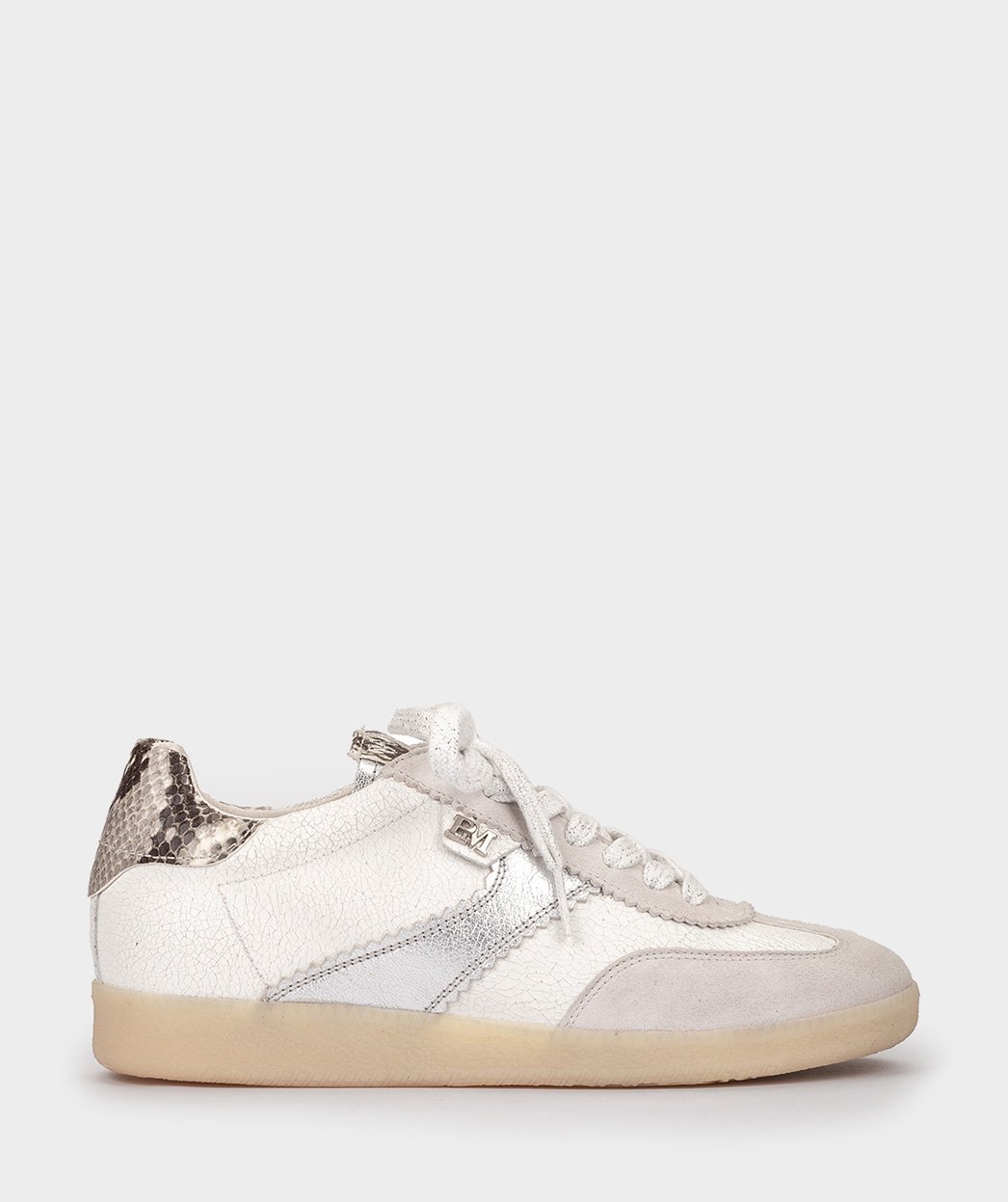 Leather crackled sneakers with snake skin effect PEDRO MIRALLES White