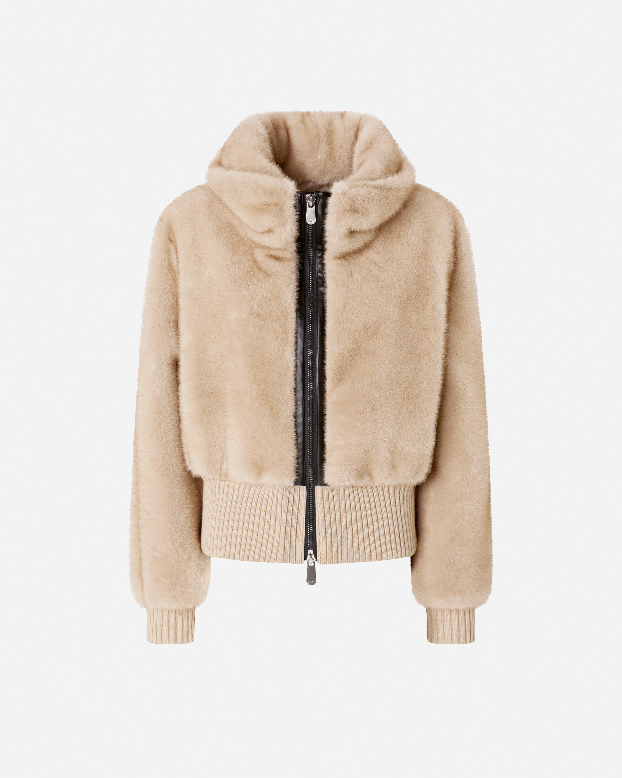 Faux fur bomber jacket PINKO Beige