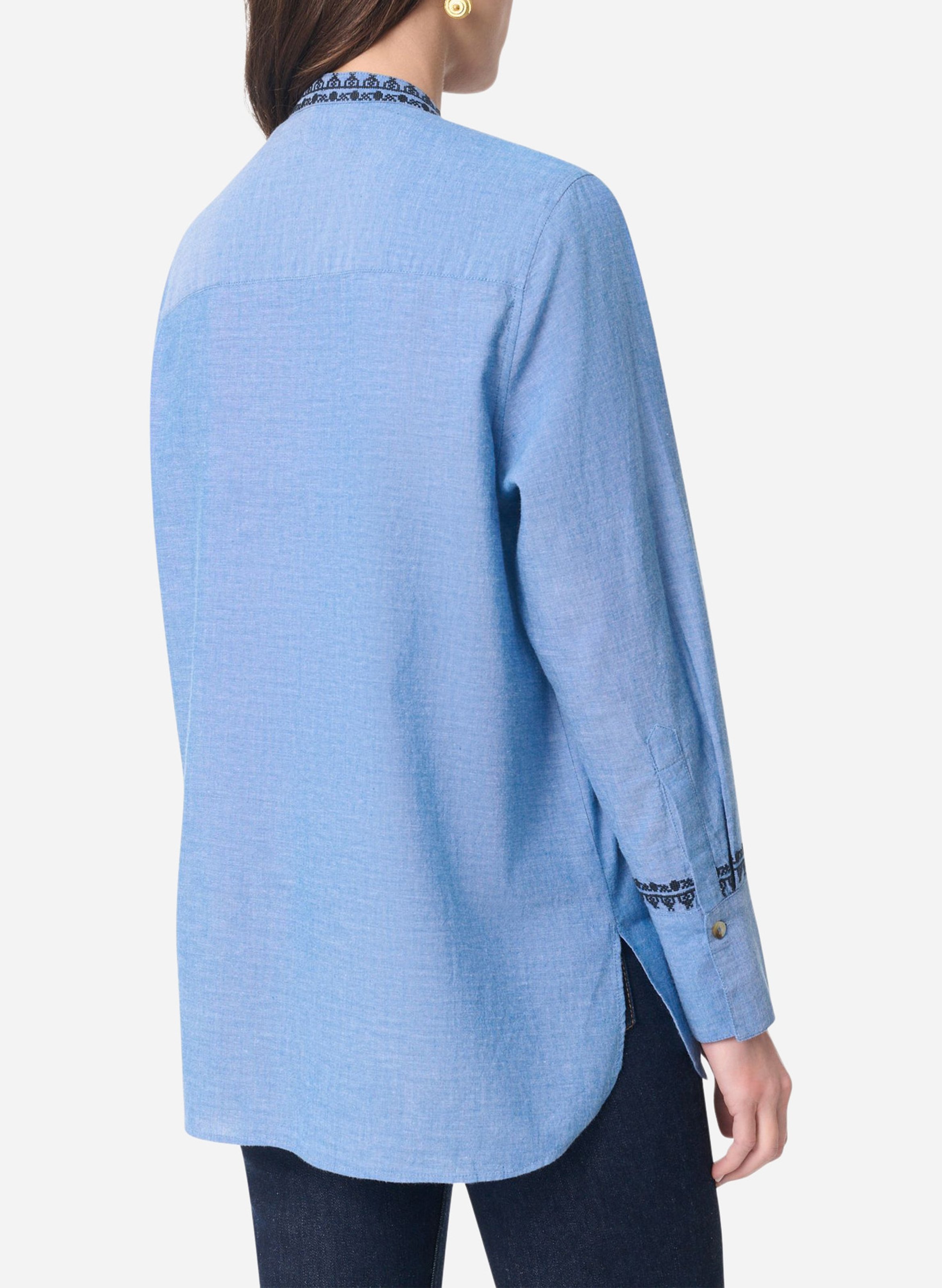 Straight flowing tunic collar blouse VANESSA BRUNO Blue