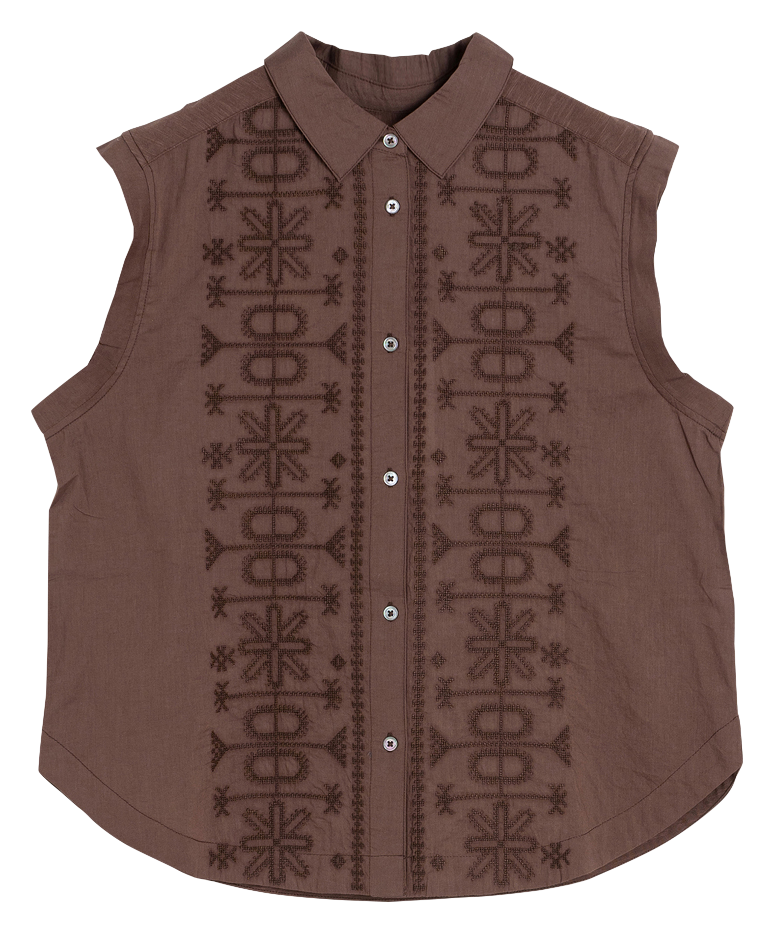 Oversized embroidered shirt INDI & COLD Brown