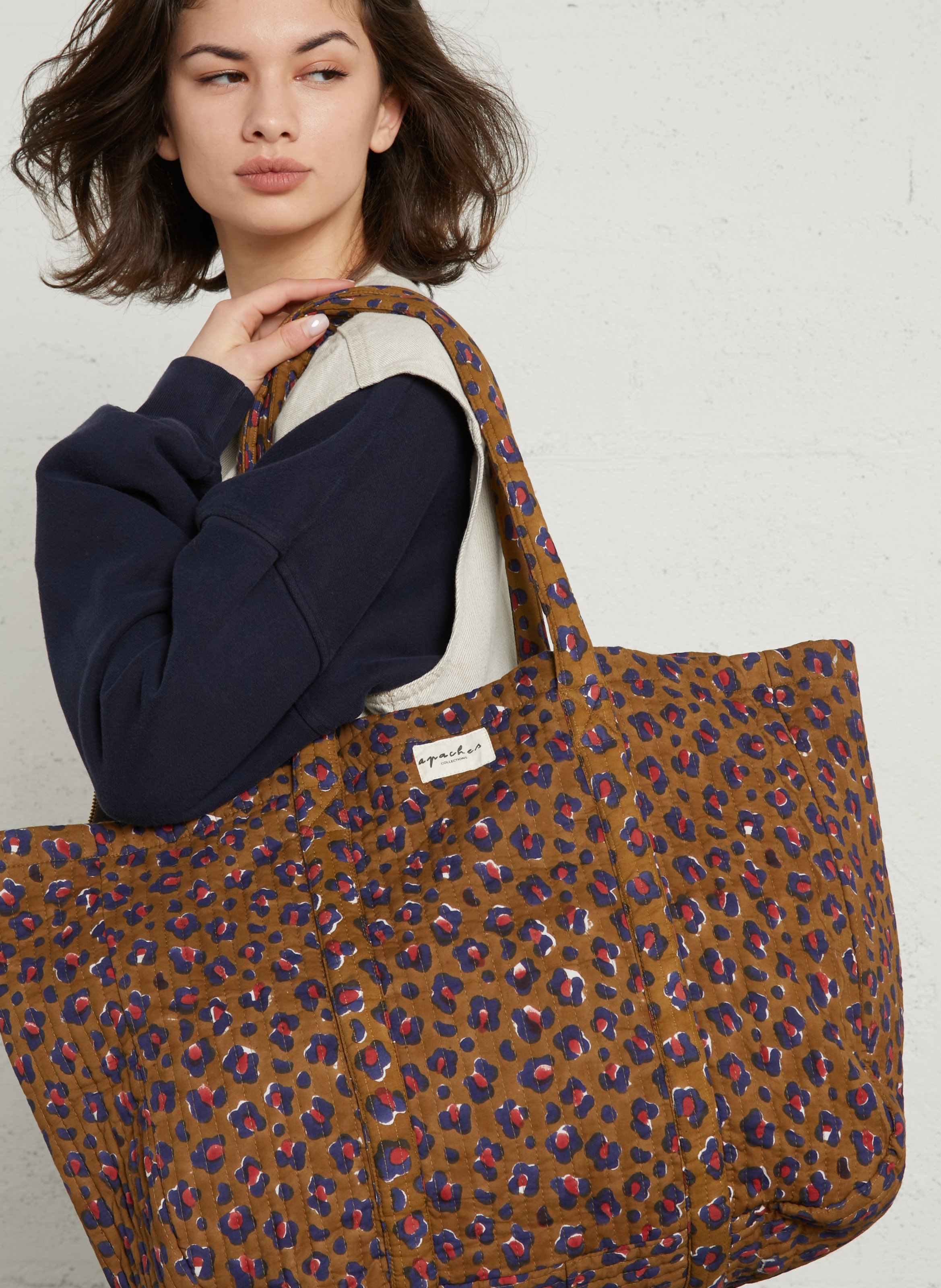 Shopper aus gesteppter Baumwolle mit Print APACHES COLLECTIONS Rot