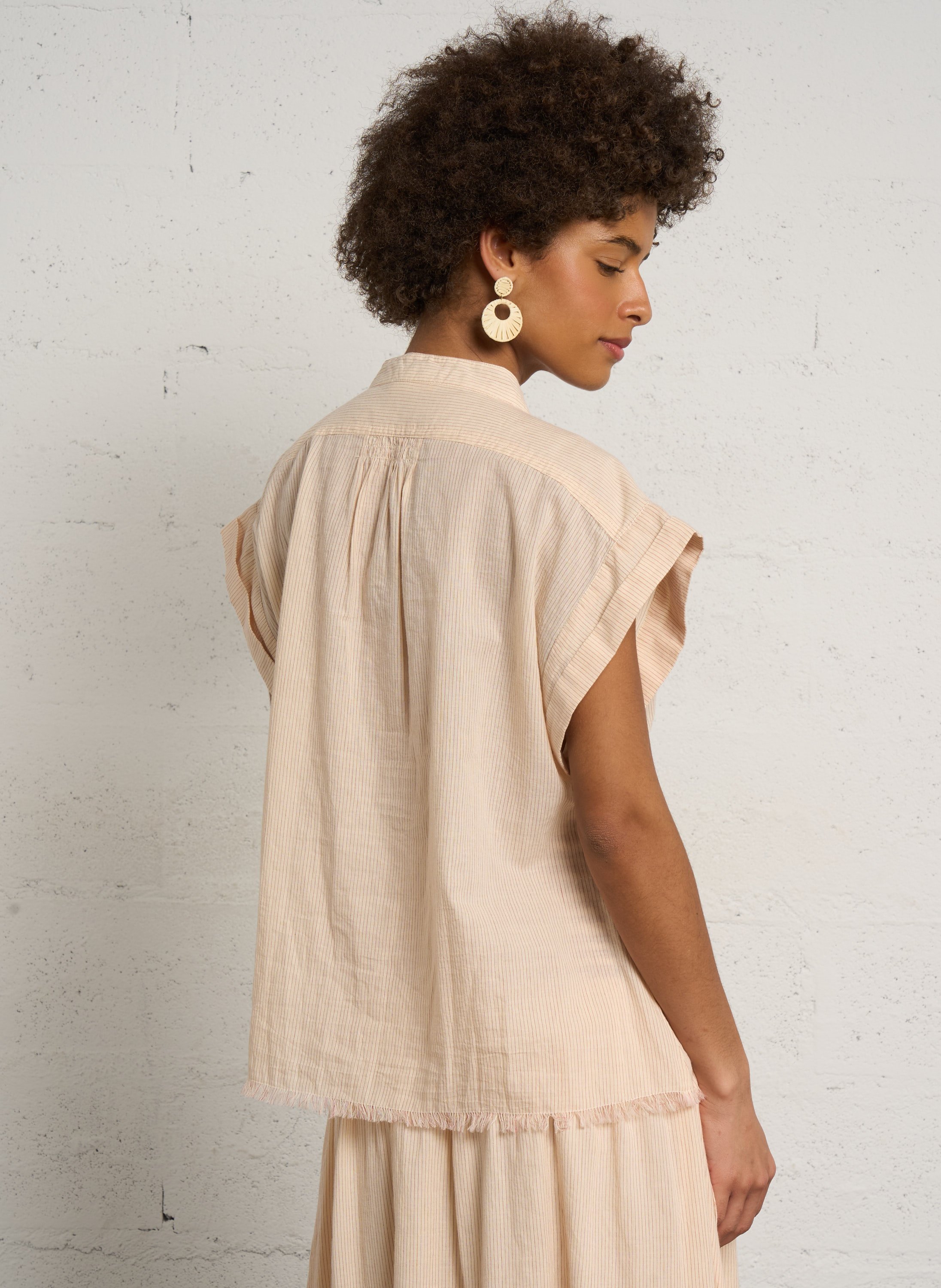 Round-neck striped shirt HOD PARIS Beige