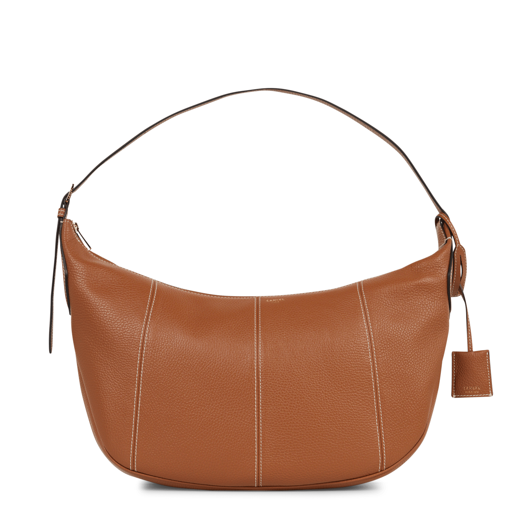 Sac hobo zippé en cuir LANCEL Beige