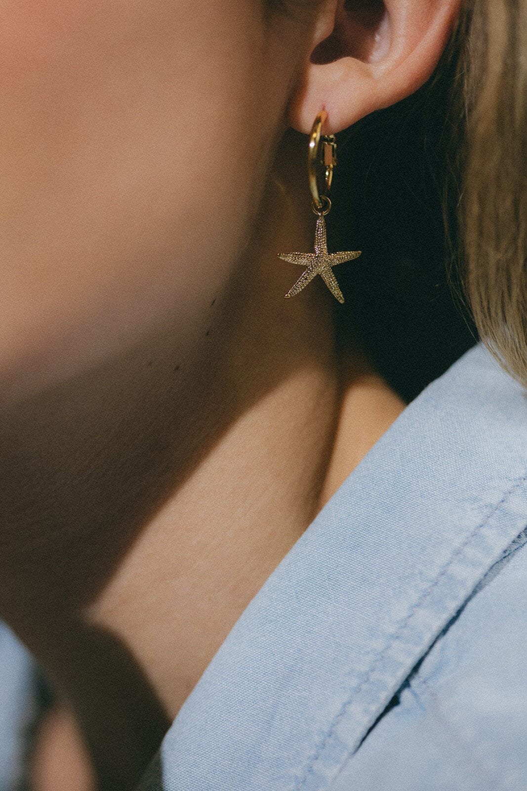 Small silver plated star hoop earrings MONSIEUR SIMONE Golden