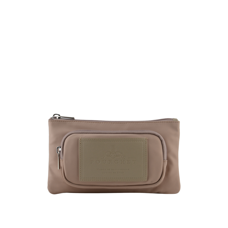 Portefeuille en toile garnie cuir POURCHET