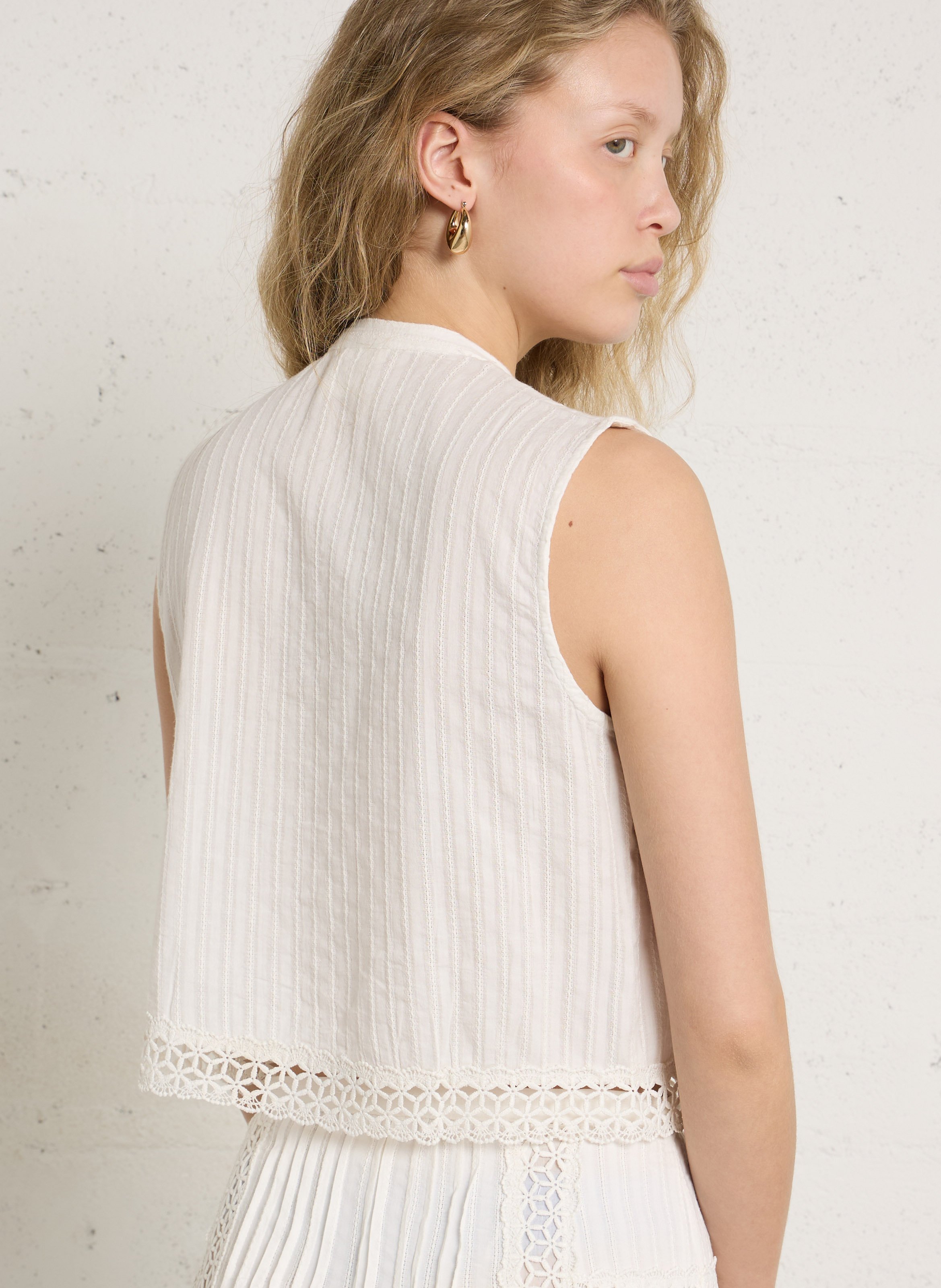 Straight cotton shirt with Mao collar PETITE MENDIGOTE Beige