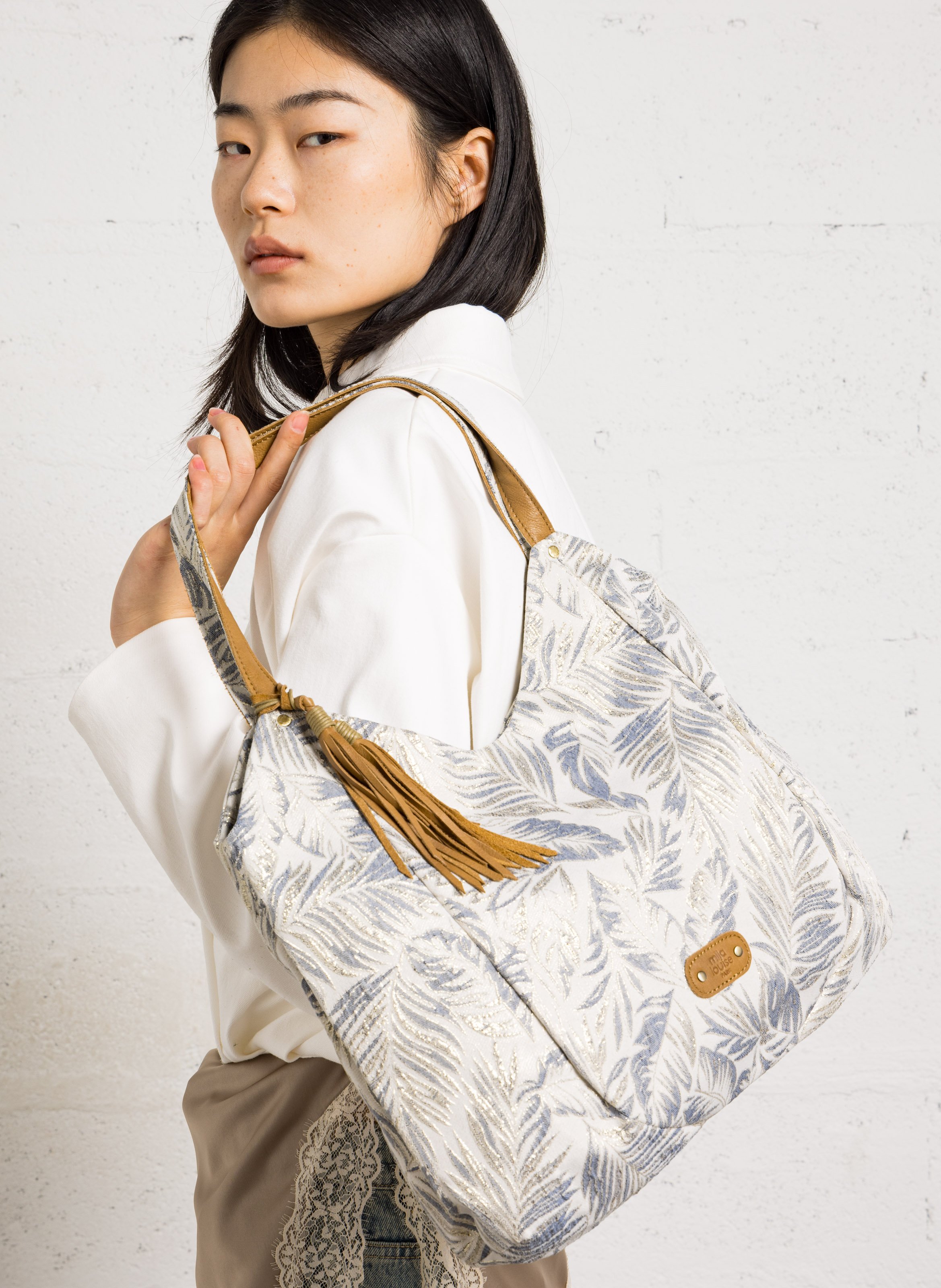 Cabas à motifs brillants MILA LOUISE Marron