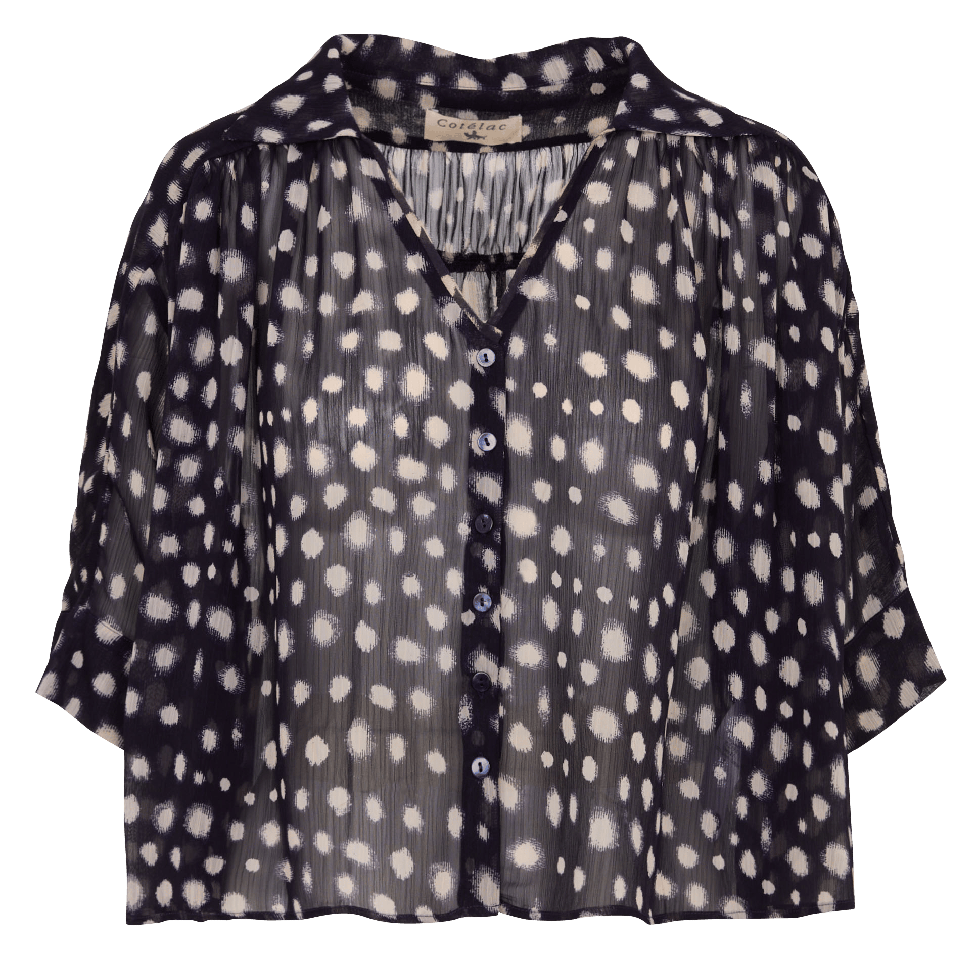 Wijdvallende blouse met 3/4-mouwen en print COTELAC Violet