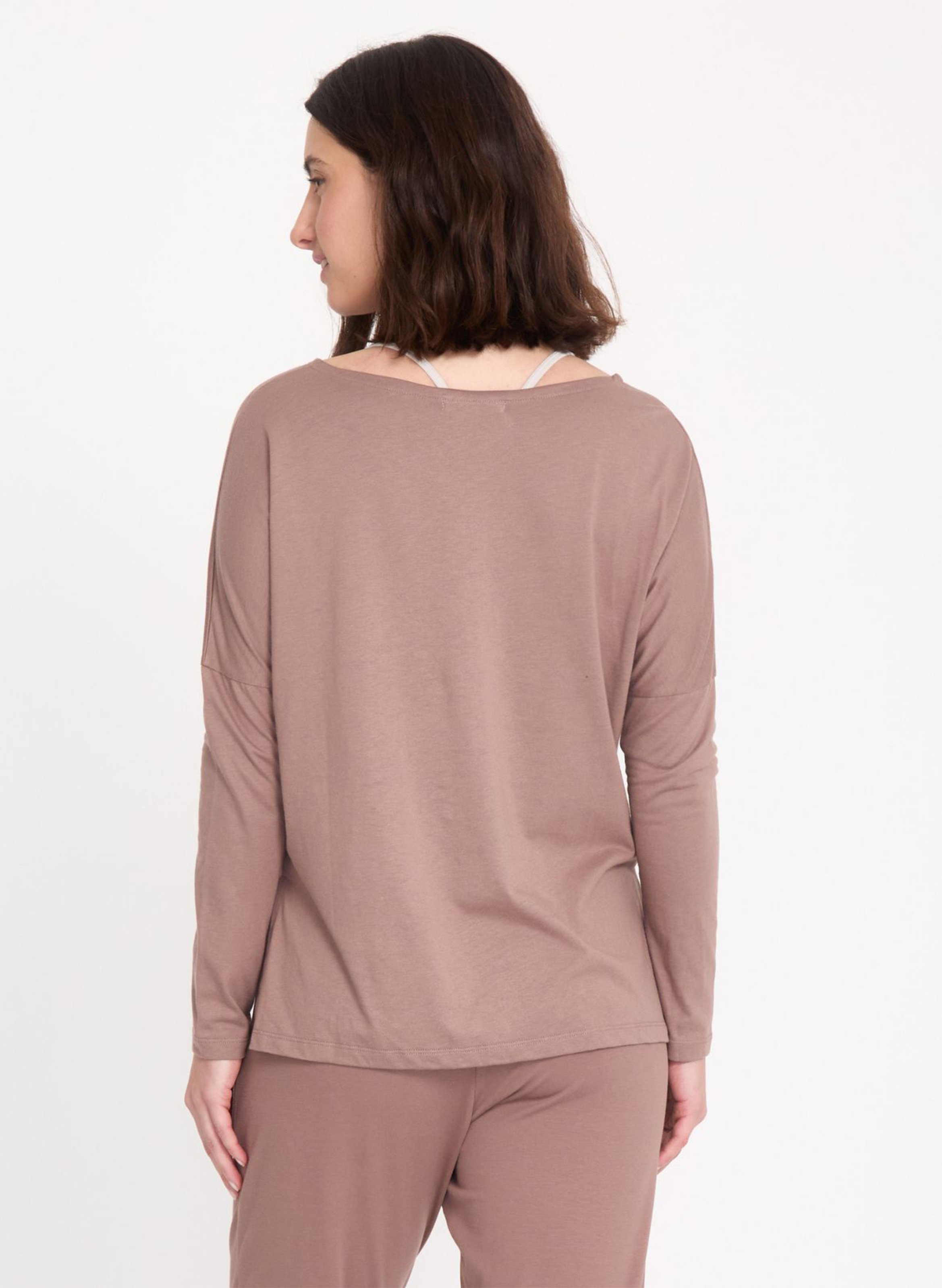 Weit geschnittenes Langarm-T-Shirt in Unifarben. YOGA SEARCHER Rosa