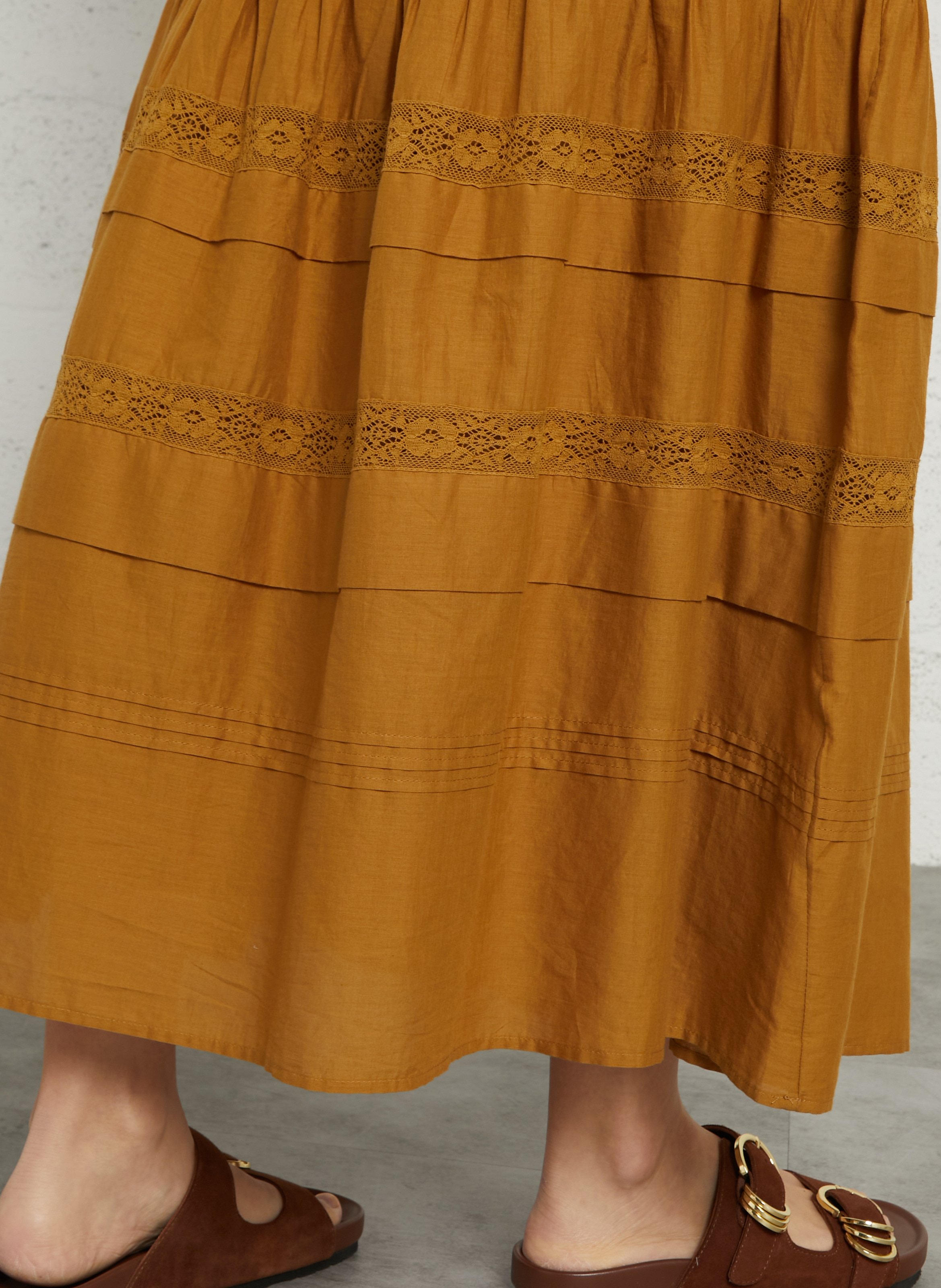 Jupe longue en coton DES PETITS HAUTS Doré