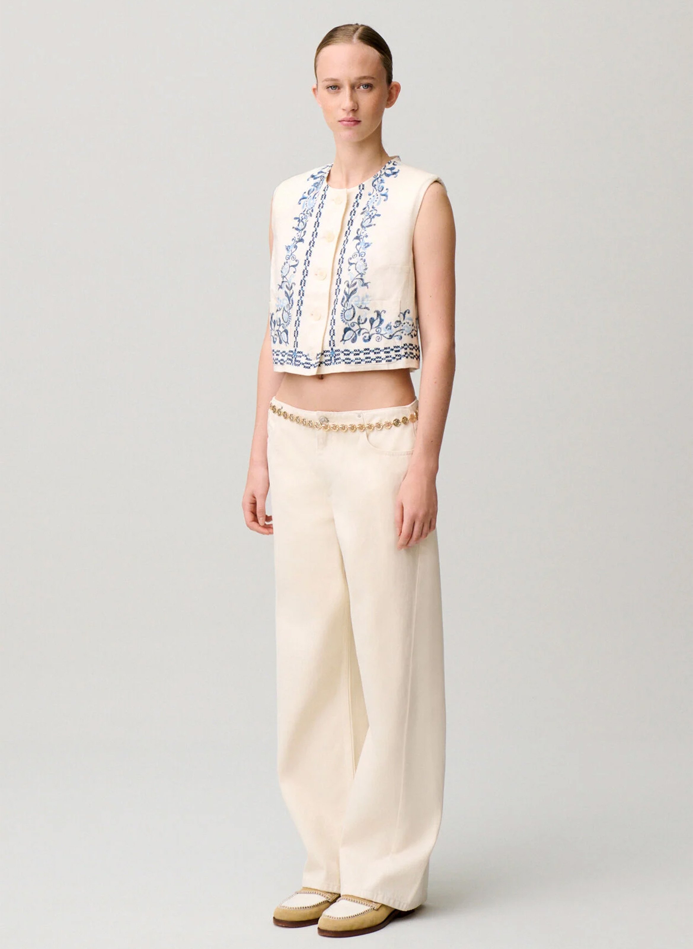 Korte mouwloze bedrukte jas CLAUDIE PIERLOT Veelkleurig