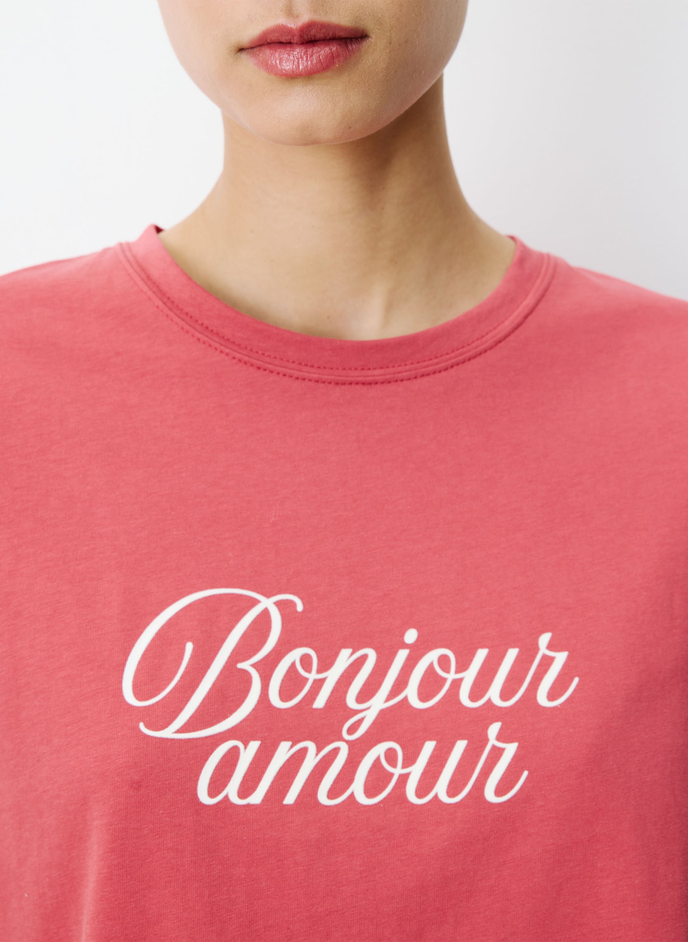 Katoenen T-shirt met ronde hals GRACE ET MILA Roze