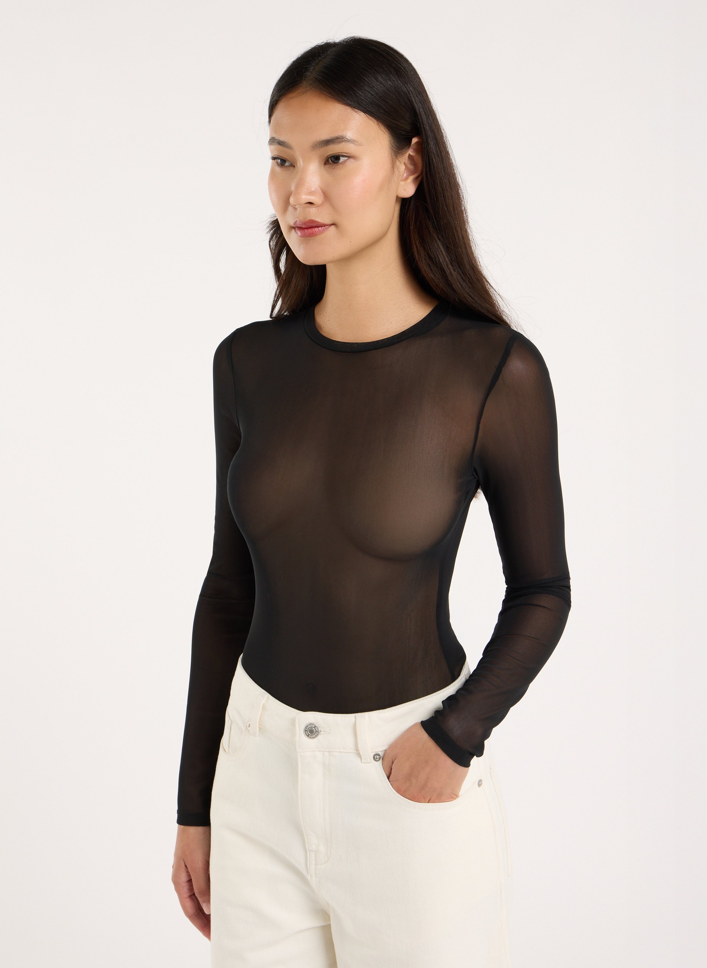 Body col rond en tulle SAISON 1865 Noir