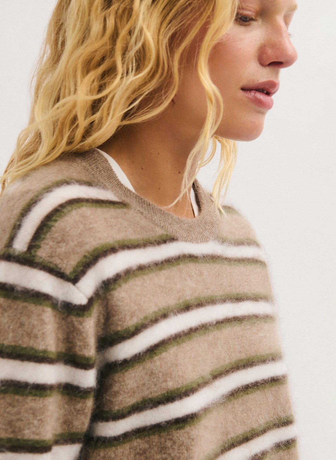Wool striped sweater PABLO Green