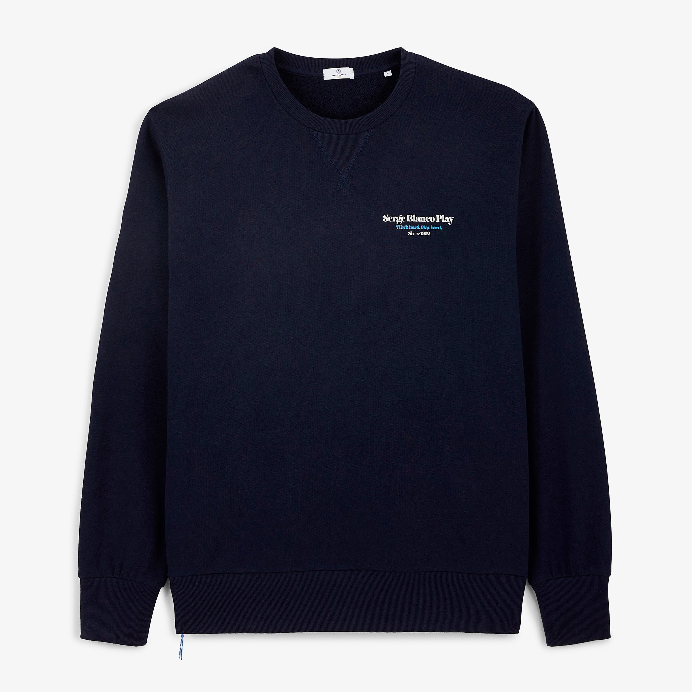 Round neck sweatshirt with Friends & Fun print SERGE BLANCO Blue