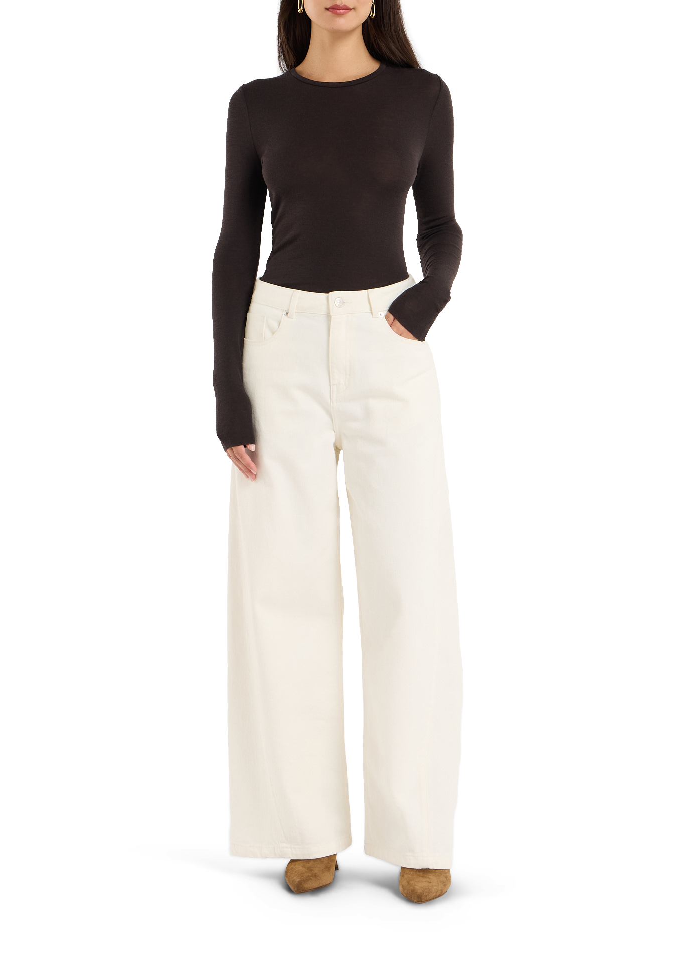 Solid round-neck wool sweater bora SAISON 1865 Brown