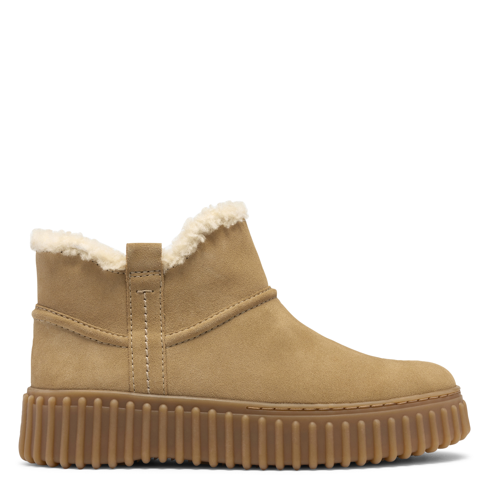 Gevoerde enkellaarzen van leer CLARKS Beige
